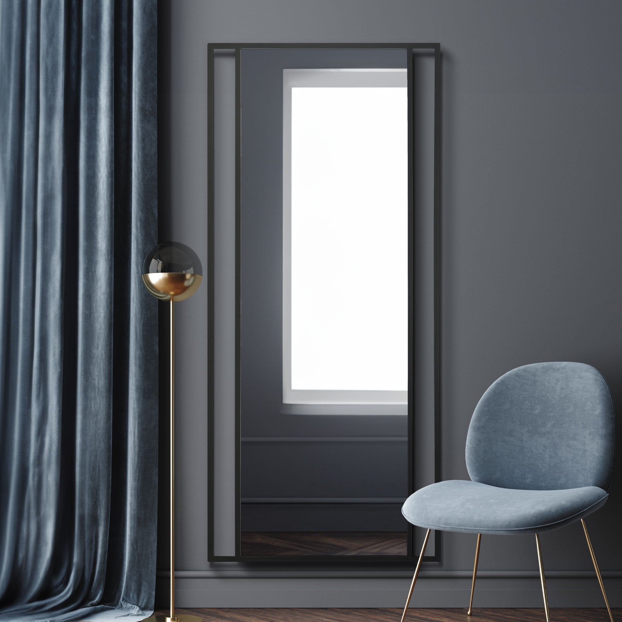 The Elma - Black Modern Wall and Leaner Mirror 71" X 31" (180 x 80CM) (15010553004410)