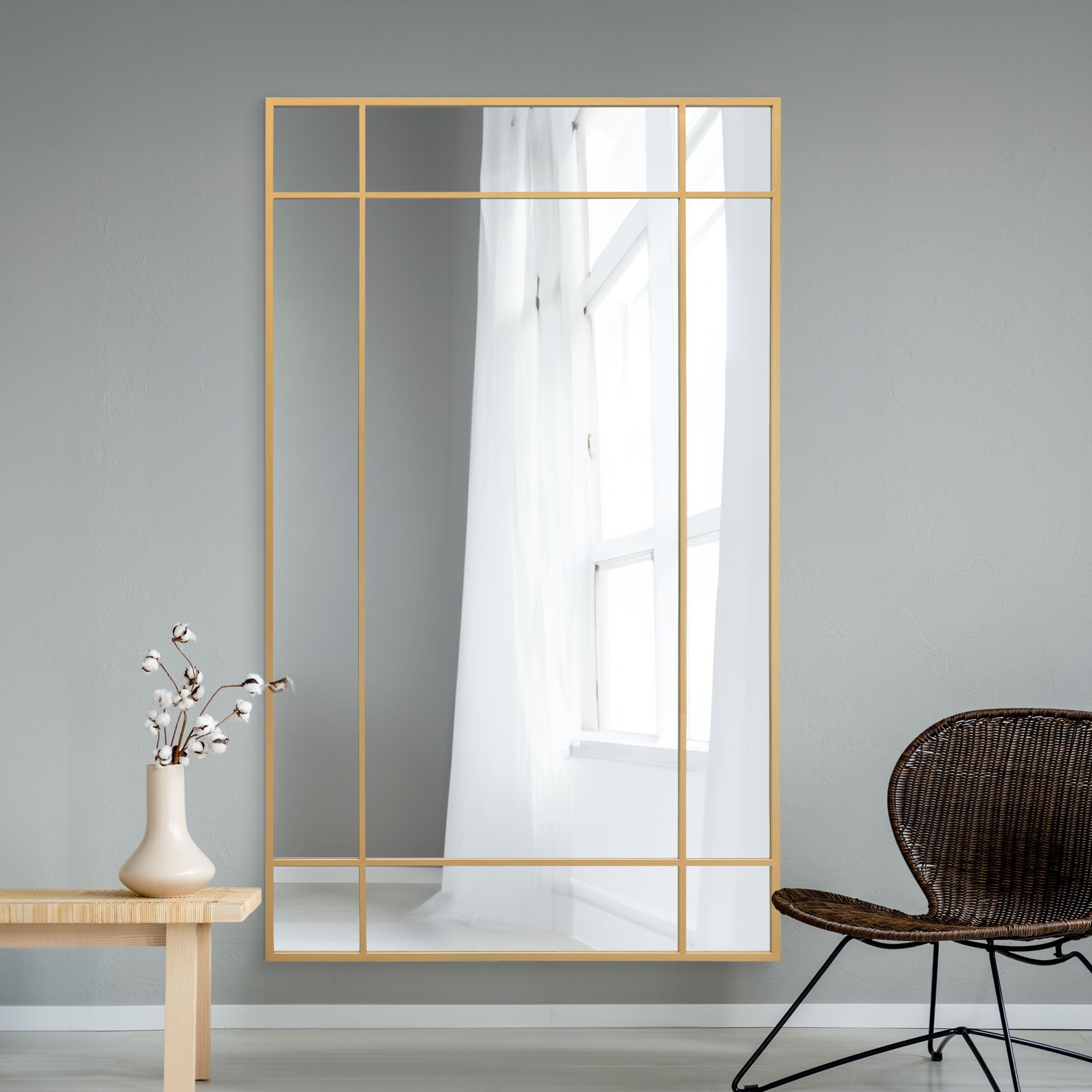 The Elma - Gold Contemporary Wall and Leaner Mirror 79" X 47" (200 x 120CM)) (15010548580730)