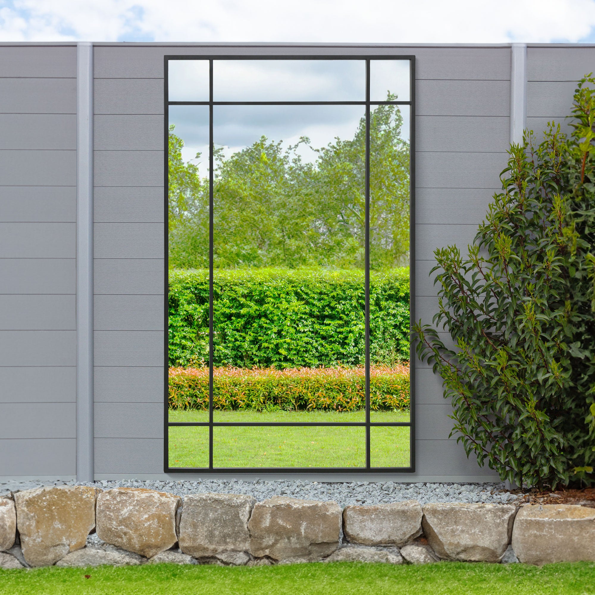 The Emery - Black Contemporary Wall & Leaner Garden Mirror 71"x 43" 180x110cm (15010548253050)