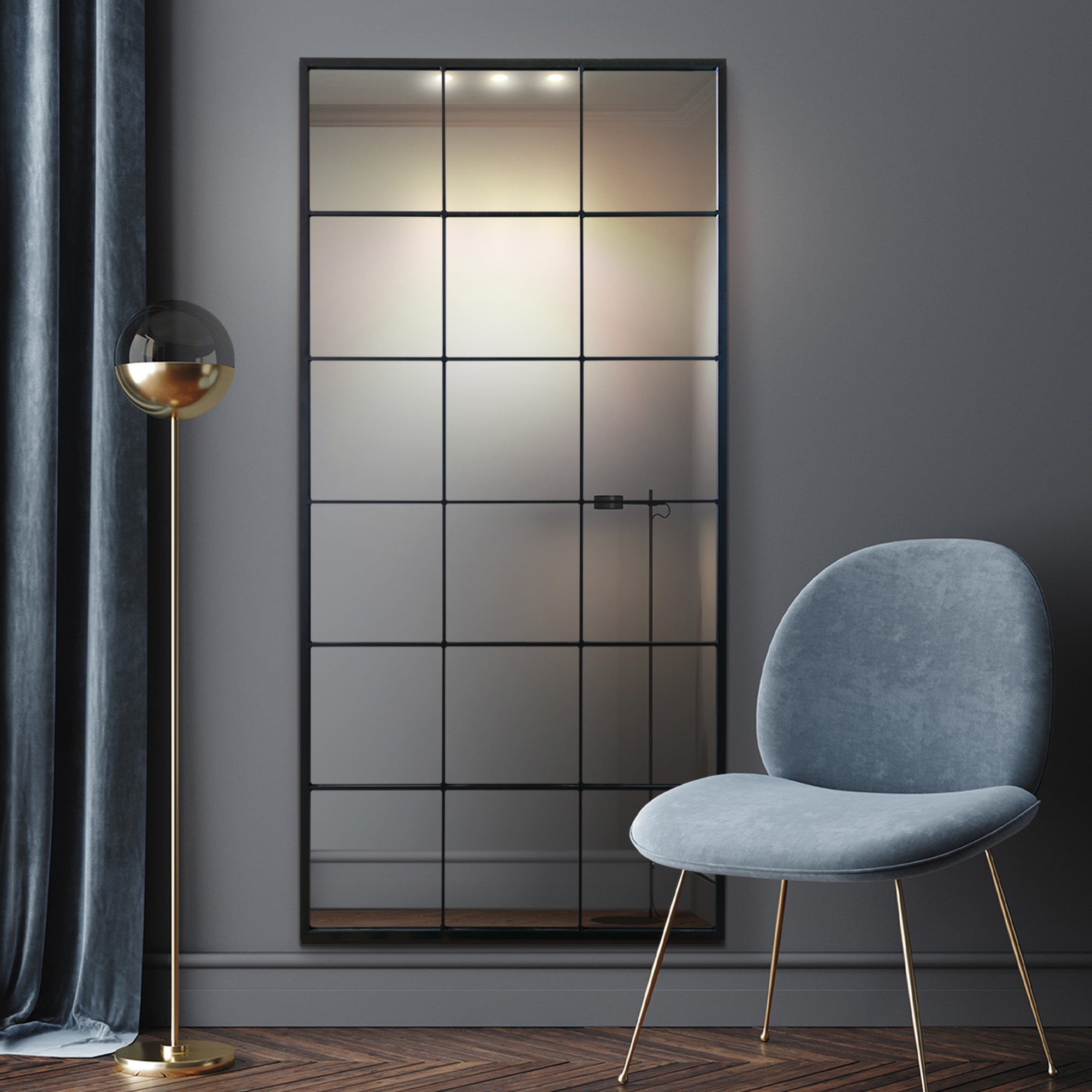 The Emery - Black Modern Window Garden Wall Mirror 69" X 33" (174CM X 85CM) (15010544288122)