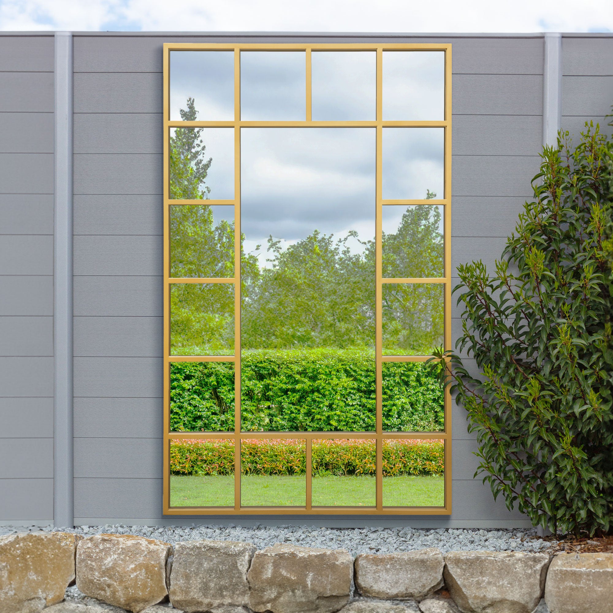 The Emery - Gold Modern Wall & Leaner Garden Mirror 71"x 43" 180x110cm (15010552709498)
