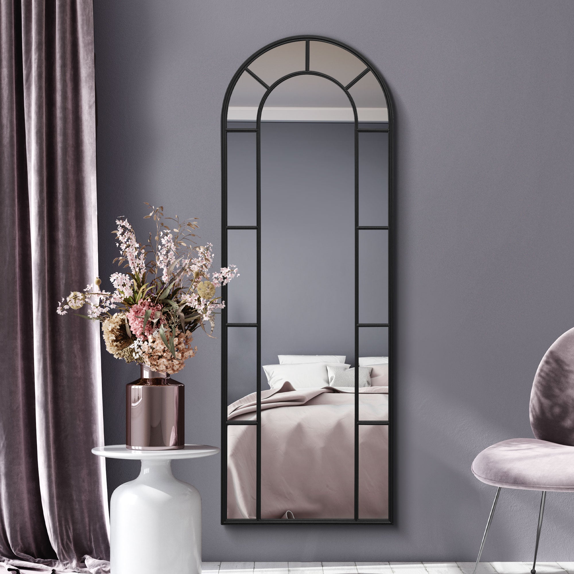 The Perry - Black Framed Arched Leaner/Wall Mirror 67" X 24" (170CM X 60CM) (15010548941178)