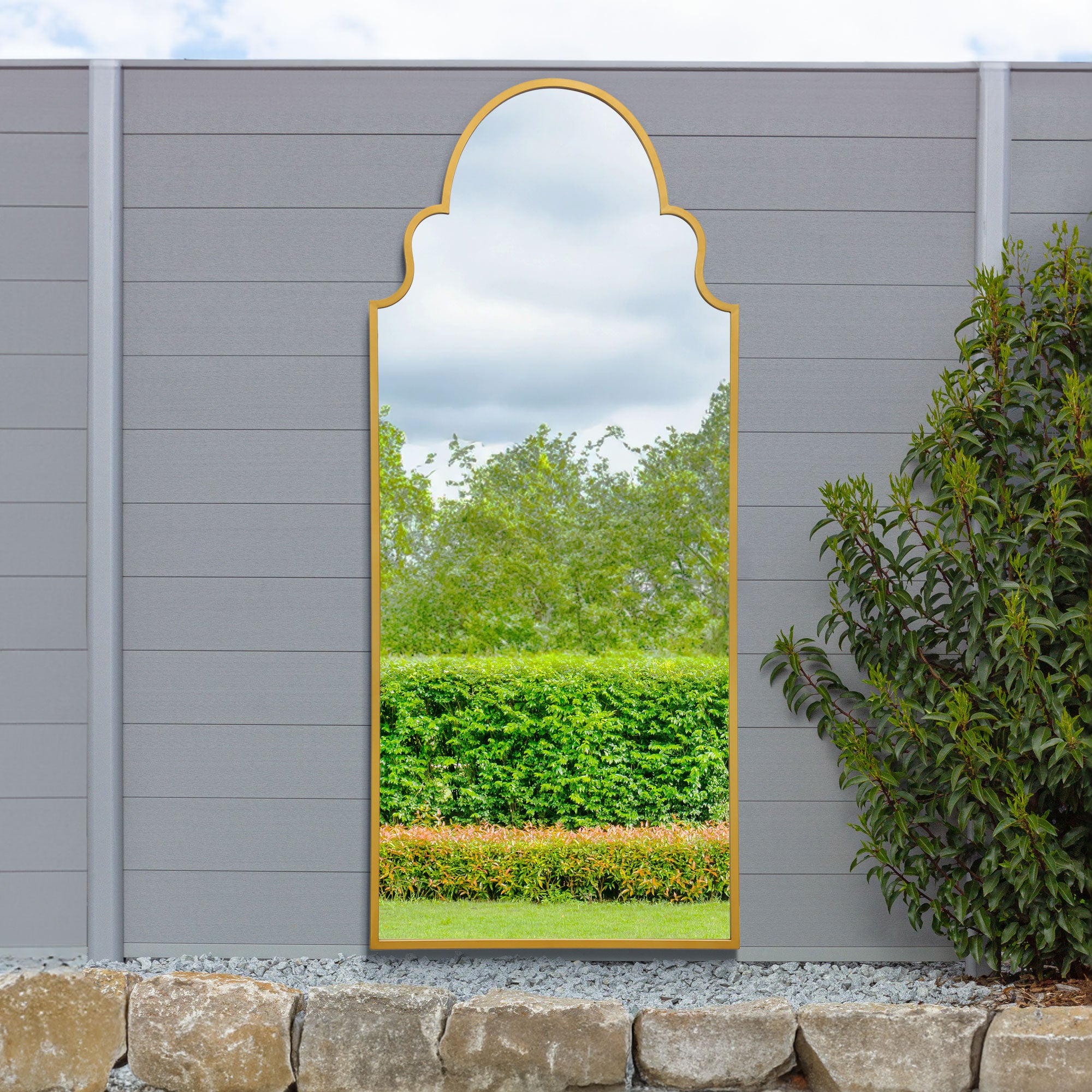 The Perry - Gold Framed Arched Leaner/Wall Garden Mirror 79" x 33" (200x85CM) (15010550776186)