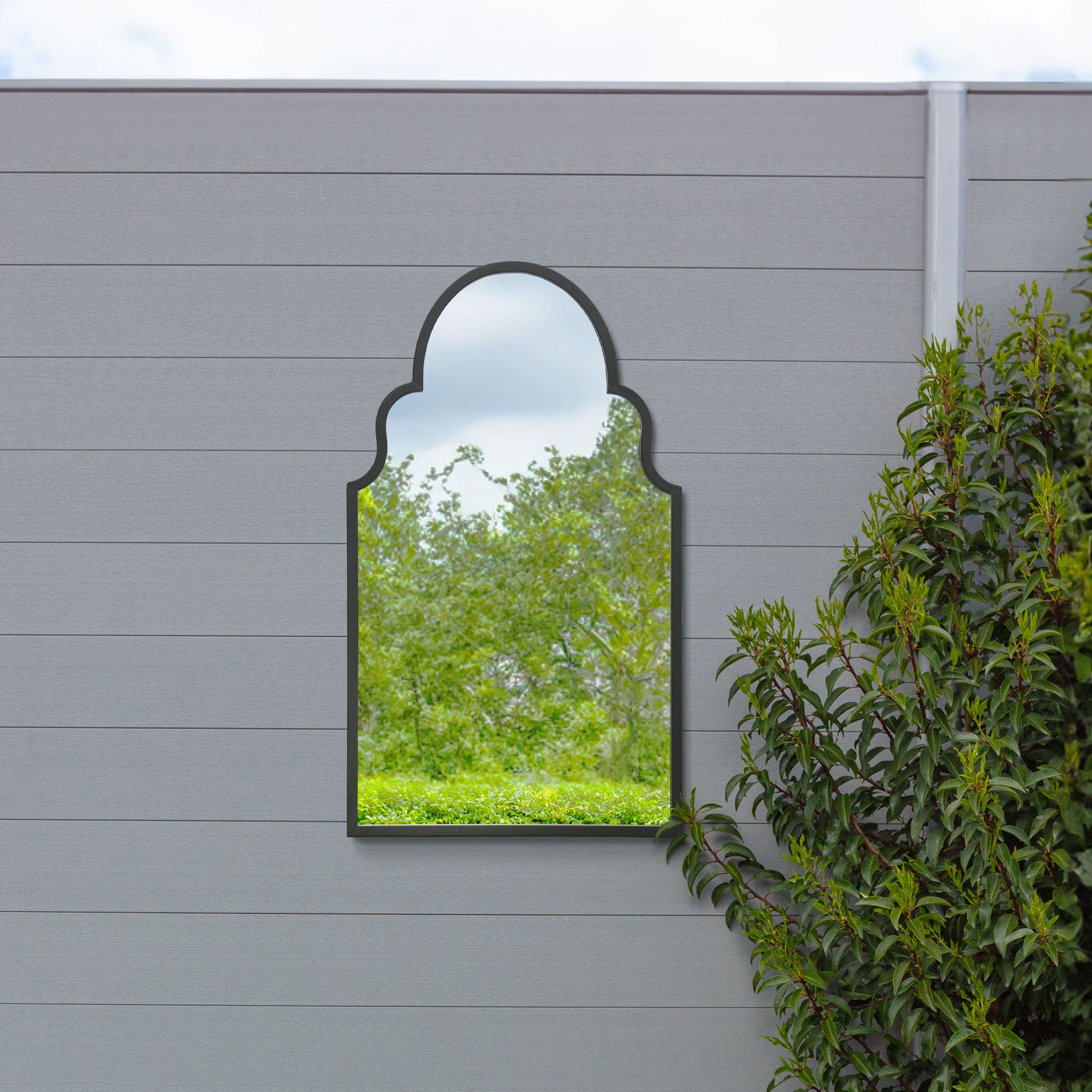 The Perry - Gold Metal Framed Arched Garden Wall Mirror 41"x 24" (104CM X 61CM) (15010548679034)