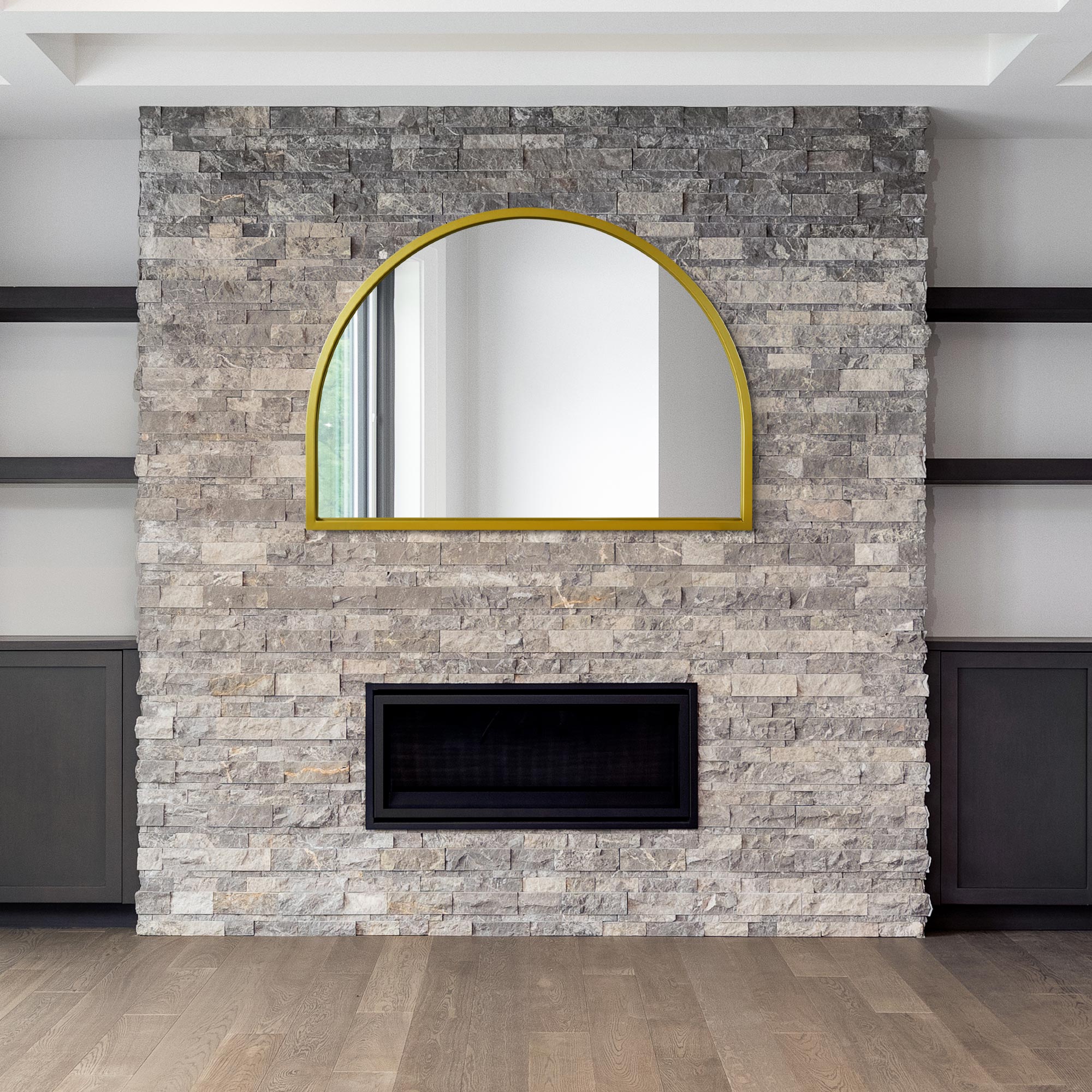 The Perry - Gold Metal Framed Arched Wall Mirror 49" X 35" (125CM X 90CM) (15010546024826)