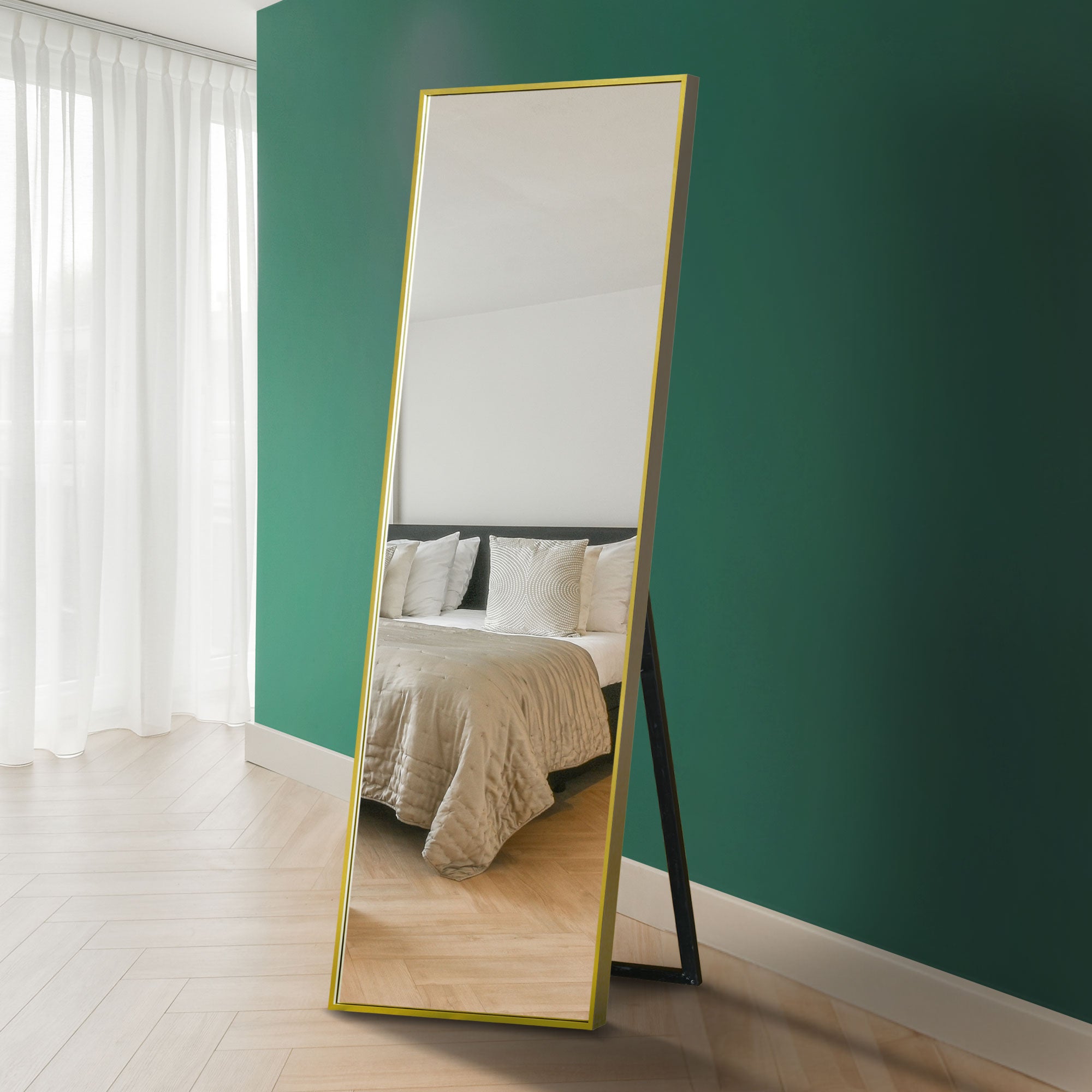 The Artus - Gold Aluminium Edged Wall Mirror 67" X 23" (170CM X 58CM) (15010567586170)