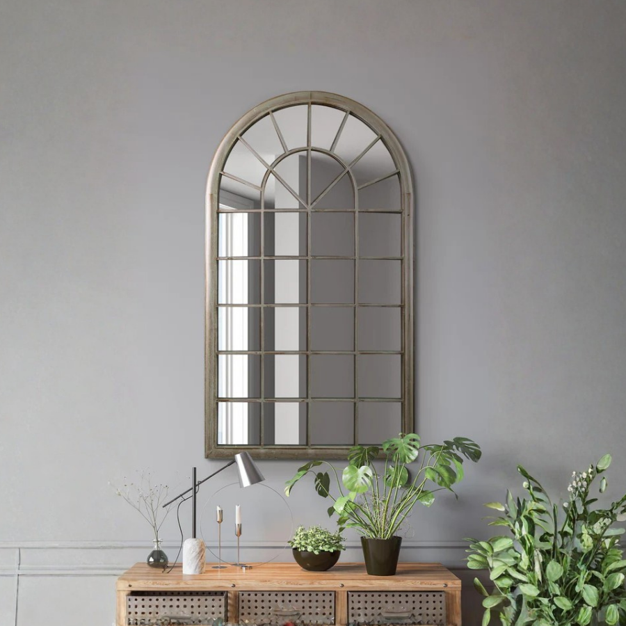 The Rosie - Country Rustic Framed Arched Leaner Metal Wall Mirror 51" X 30" (129CM X 76CM) (15010543108474)