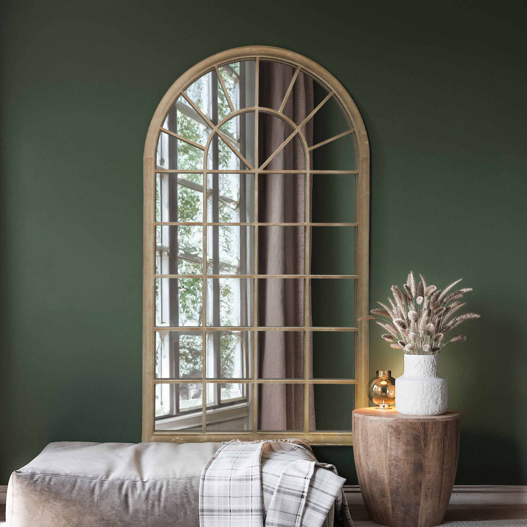 The Rosie - Large Country Arch Wall Mirror 71" x 40" (180x103cm) Sand Colour (15010547106170)