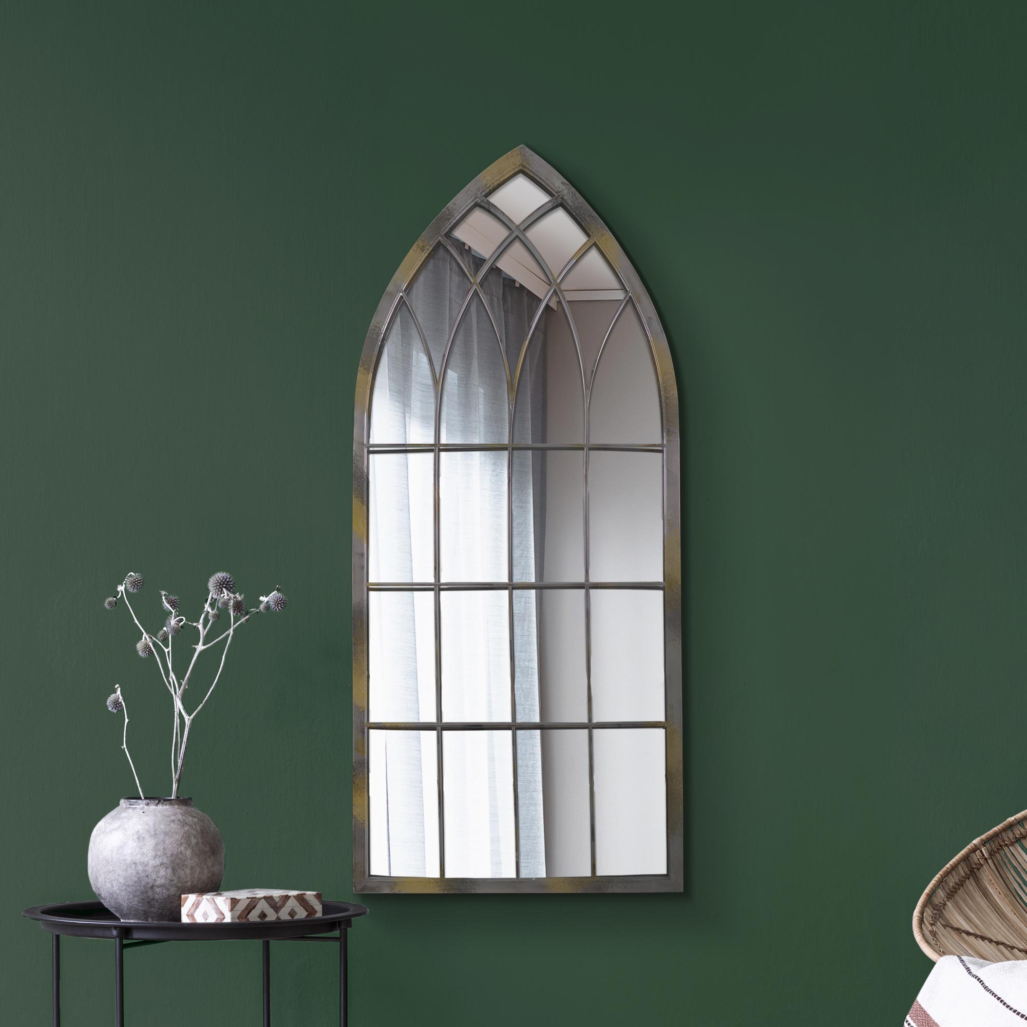 The Rosie - Rustic Metal Arched Decorative Wall or Leaner Mirror 46" X 20" (115CM X 50CM) (15010542879098)