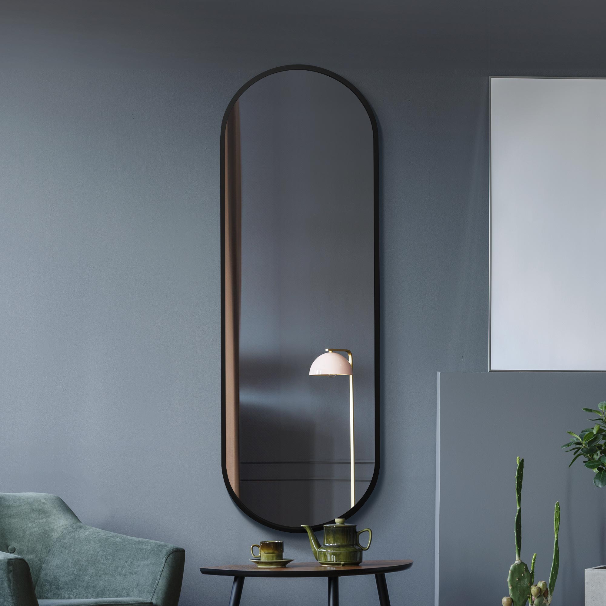 The Vultus - New Black Metal Framed Double Arched Wall Mirror 71 X 24" (180CM X 60CM) Suitable for Inside and Outside! (15010553725306)