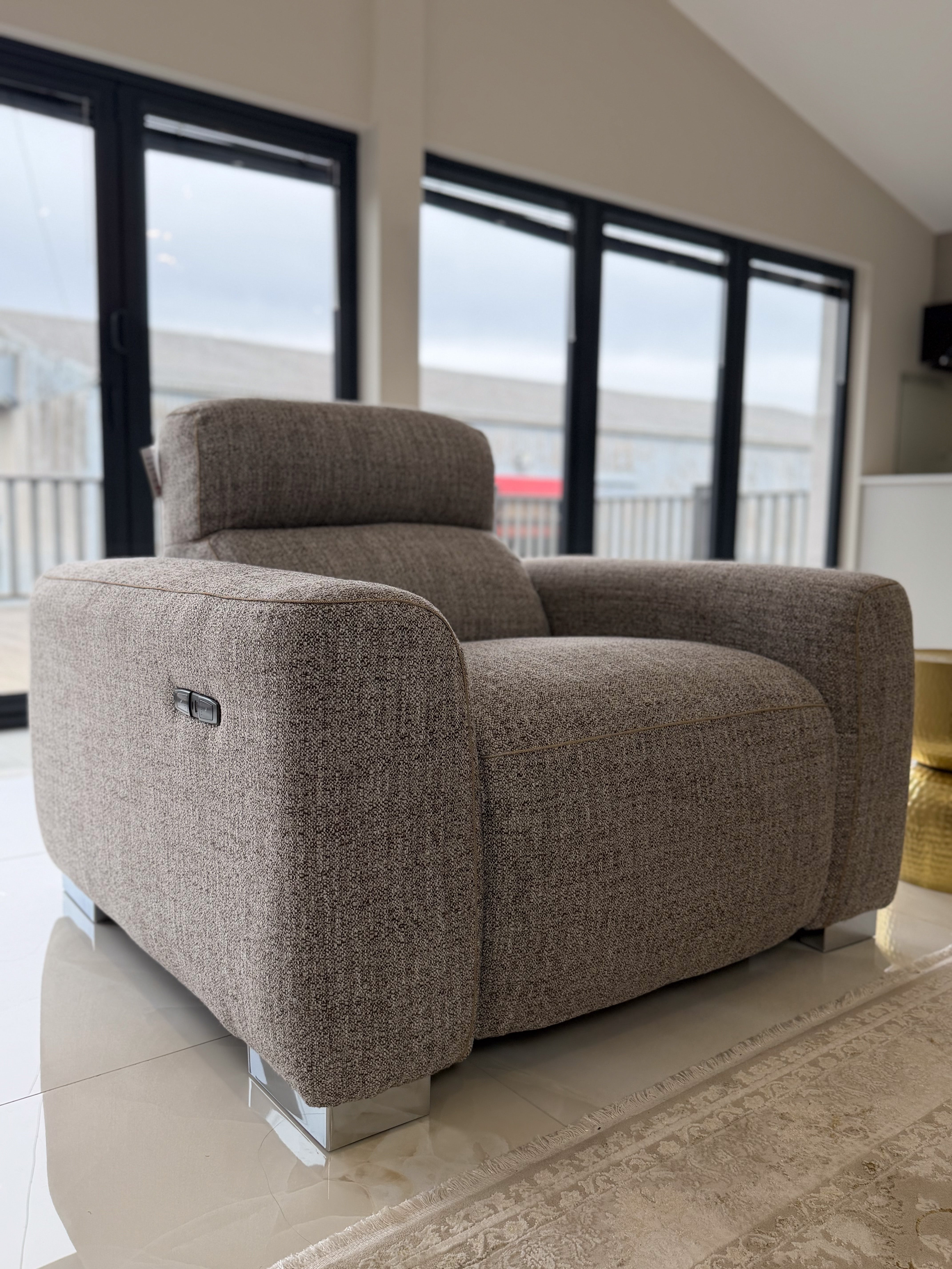 Arabella Electric Recliner Beige Armchair - AMC Furniture