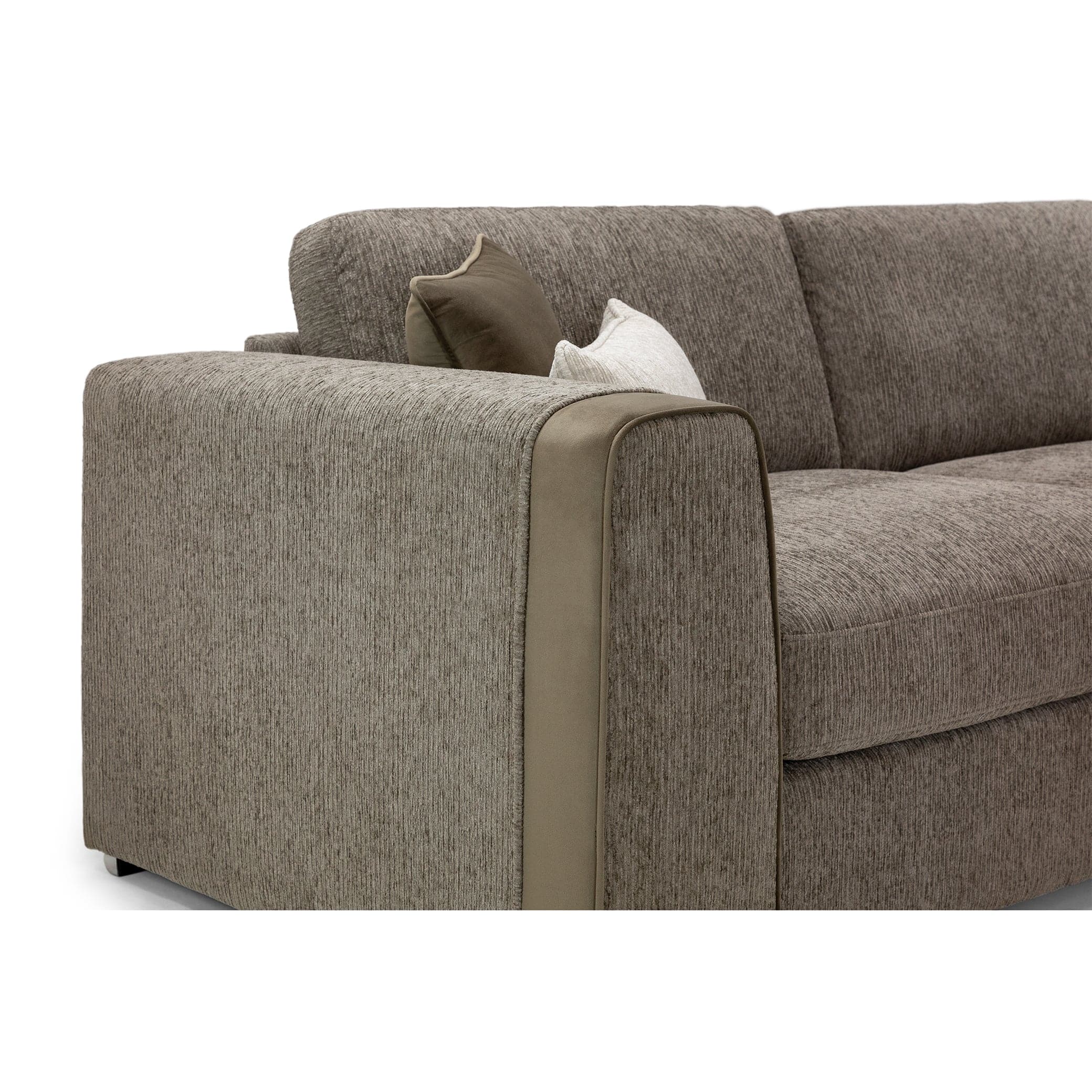 Turin Mocha Chenille Three Seater Sofa - armrest view (7025204985920)