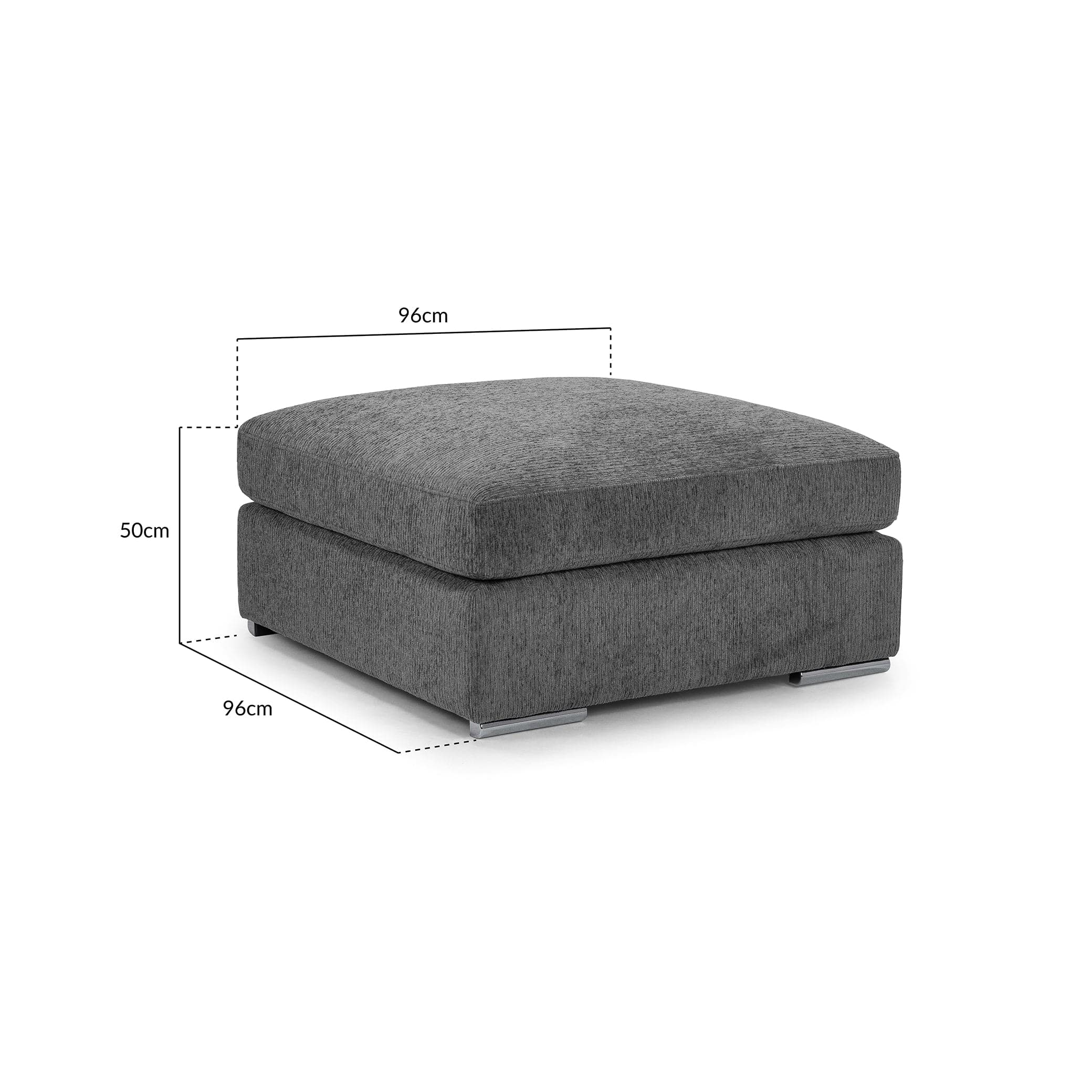 Turin Sofa Grey Footstool - measurement view (7025210425408)