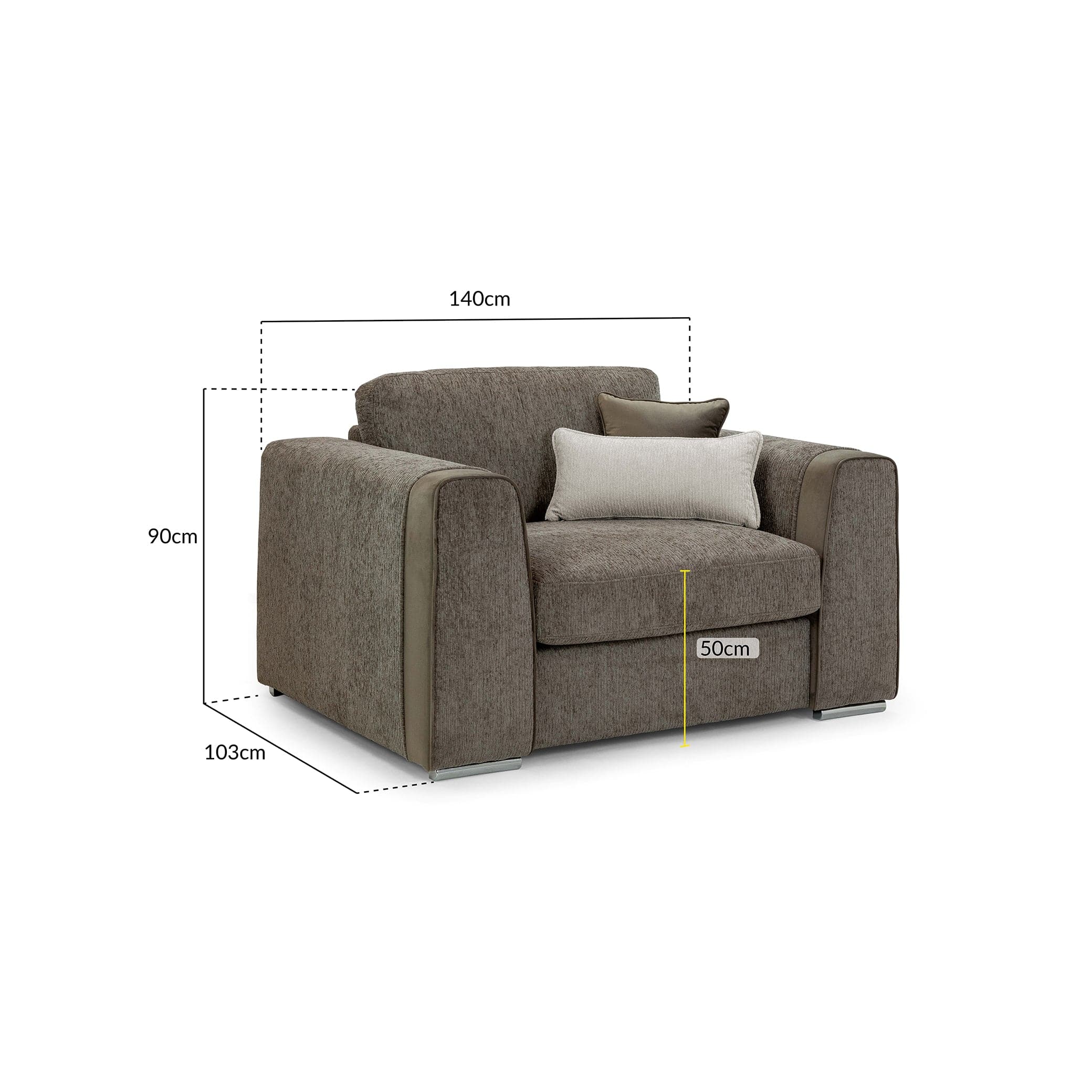 Turin Sofa Mocha Armchair - measurement view (7025206493248)
