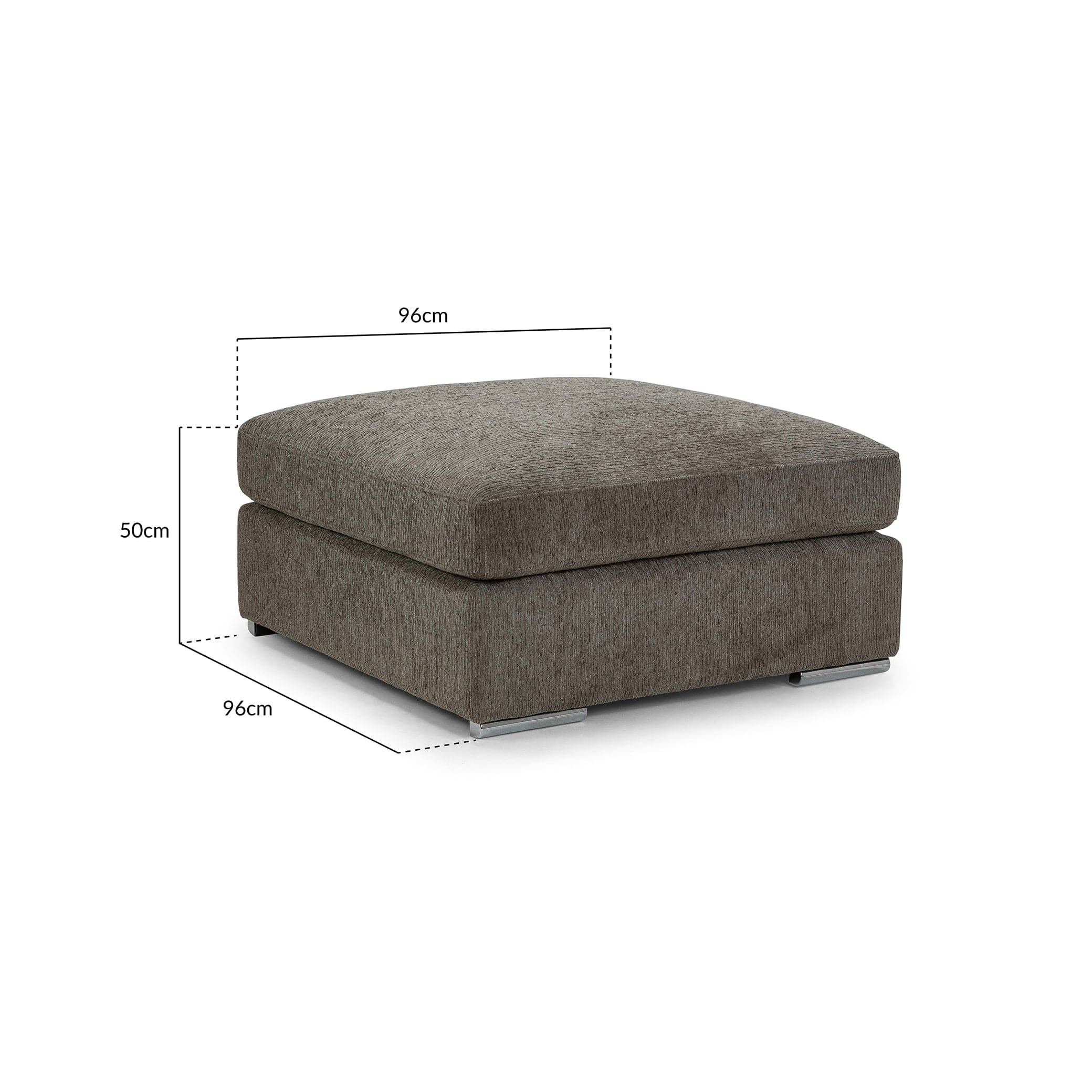Turin Sofa Mocha Footstool - measurement view (7025207017536)