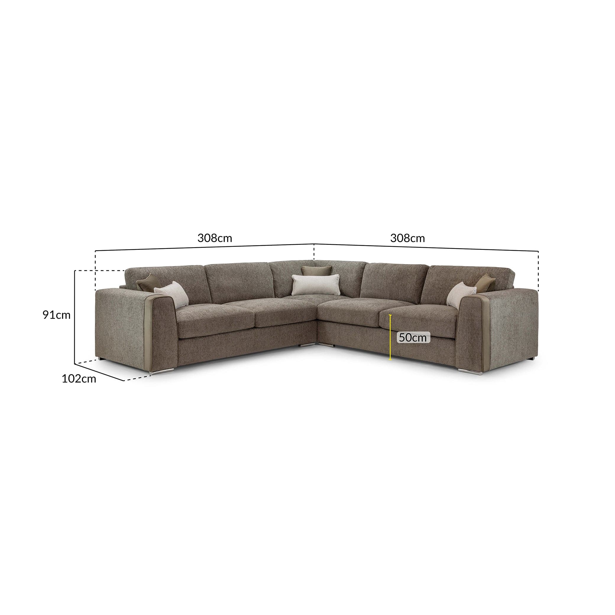 Turin Sofa Mocha Large Corner - measurement view (7025203970112)