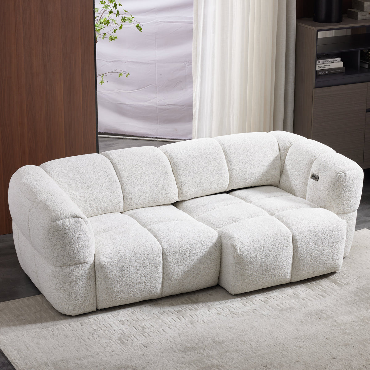 Elara Power Sliding 3 Seater in Beige Meta Sofa