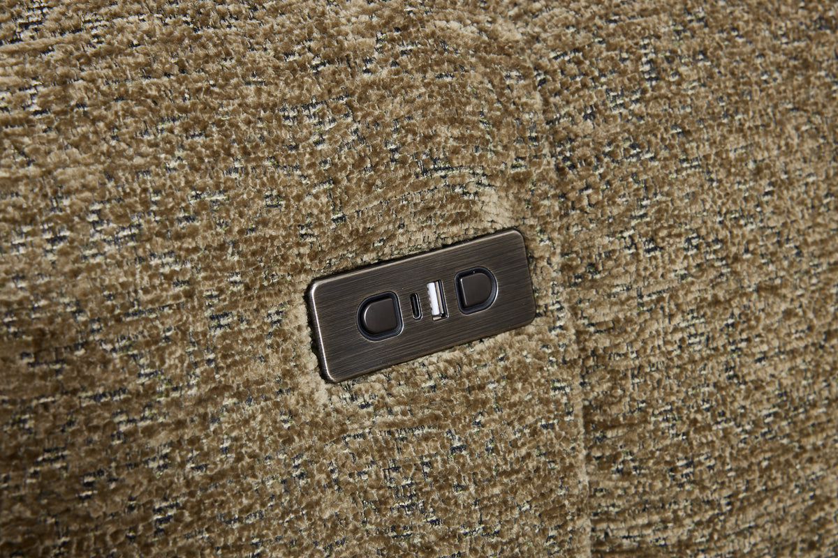 Elara Power Sliding 3 Seater in Khaki Green Meta Sofa