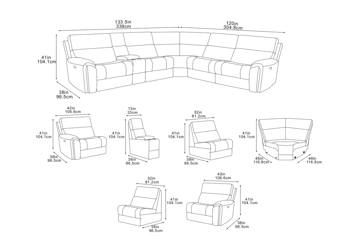 Orlando Large Electric Corner Sofa in Grey Meta Sofa