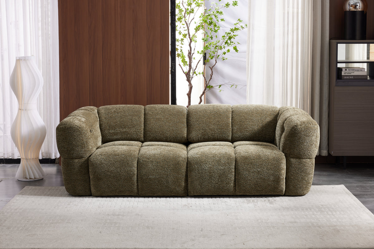 Elara Power Sliding 3 Seater in Khaki Green Meta Sofa