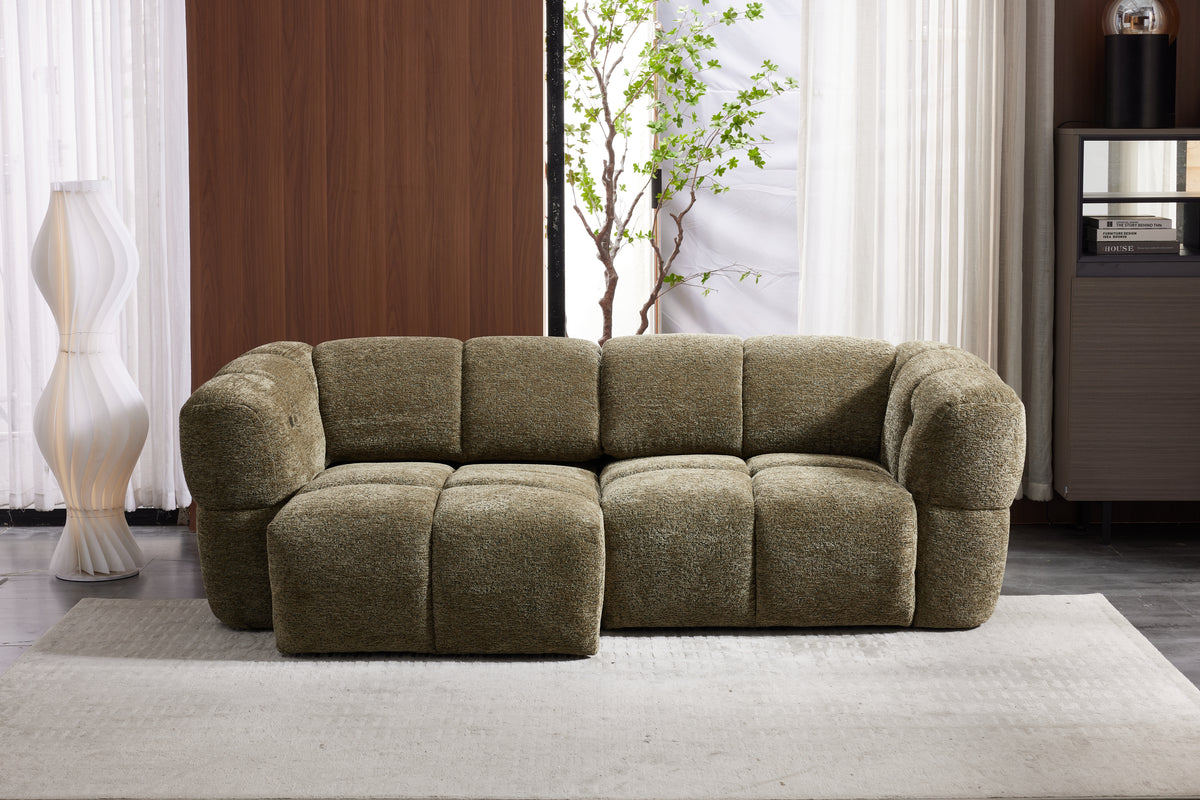 Elara Power Sliding 3 Seater in Khaki Green Meta Sofa