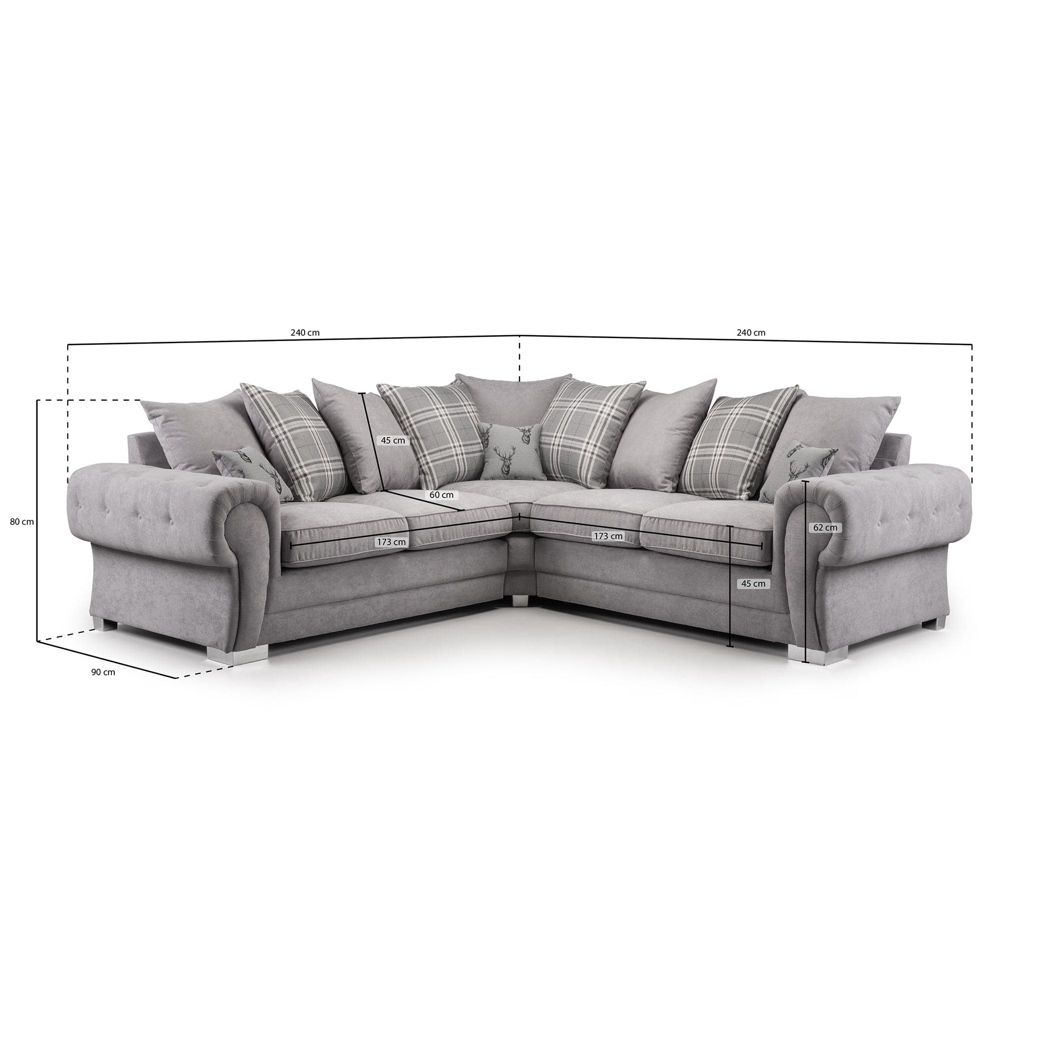 Jude Scatterback Grey Large Corner Sofa - measurement view (7026800853056)