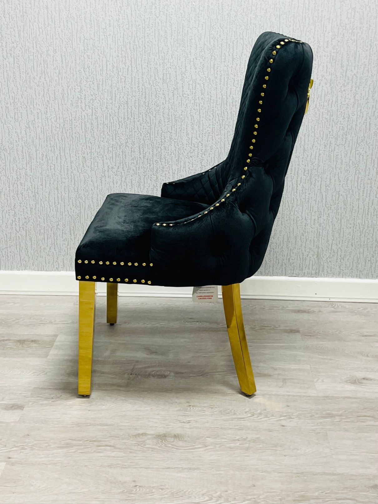 Victoria Black & Gold Ring Dining Chair,4 (15294083531130)