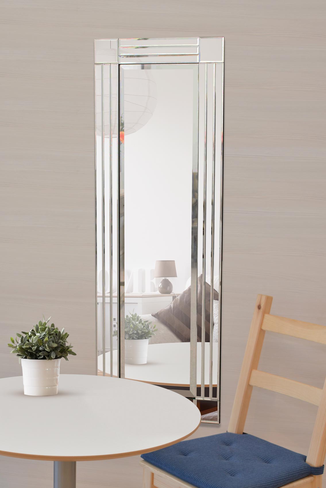 Milton All Glass Bevelled Square Corner Dress Mirror 120 x 40 CM (15010562834810)