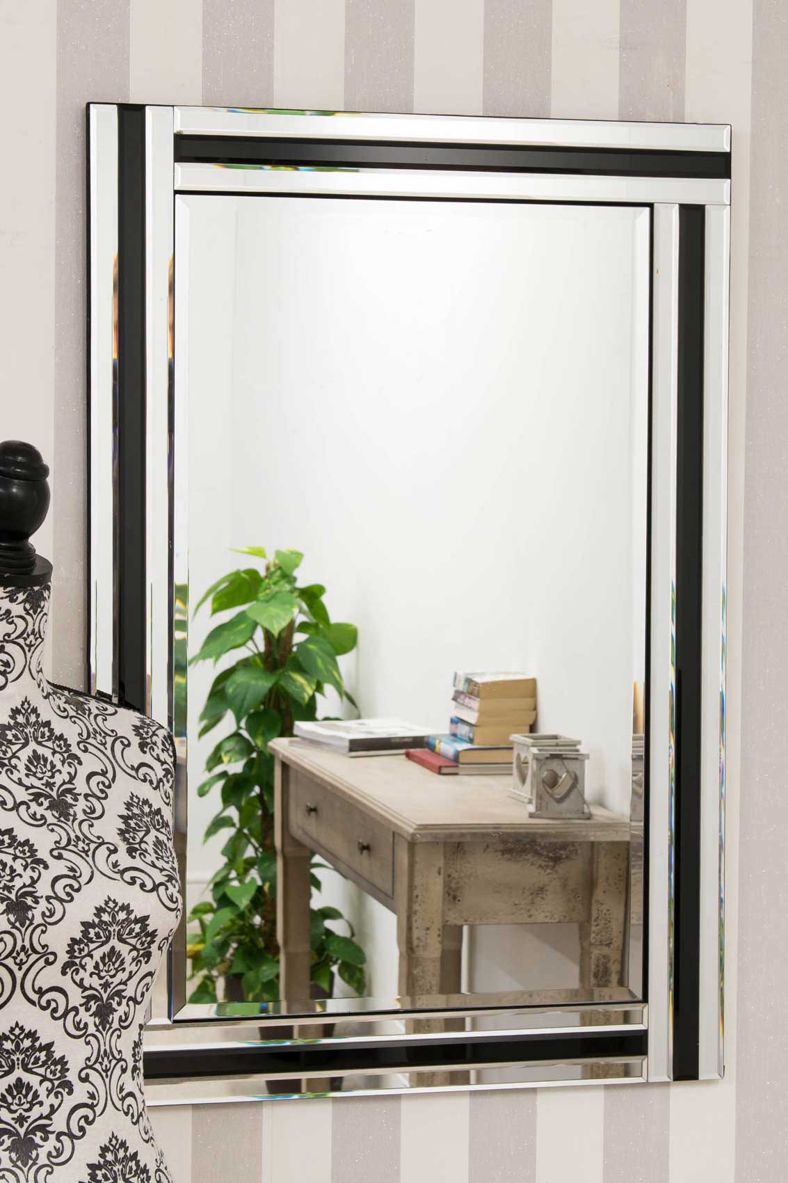 Dalton Black All Glass Mirror 90 x 60 CM (15010562933114)