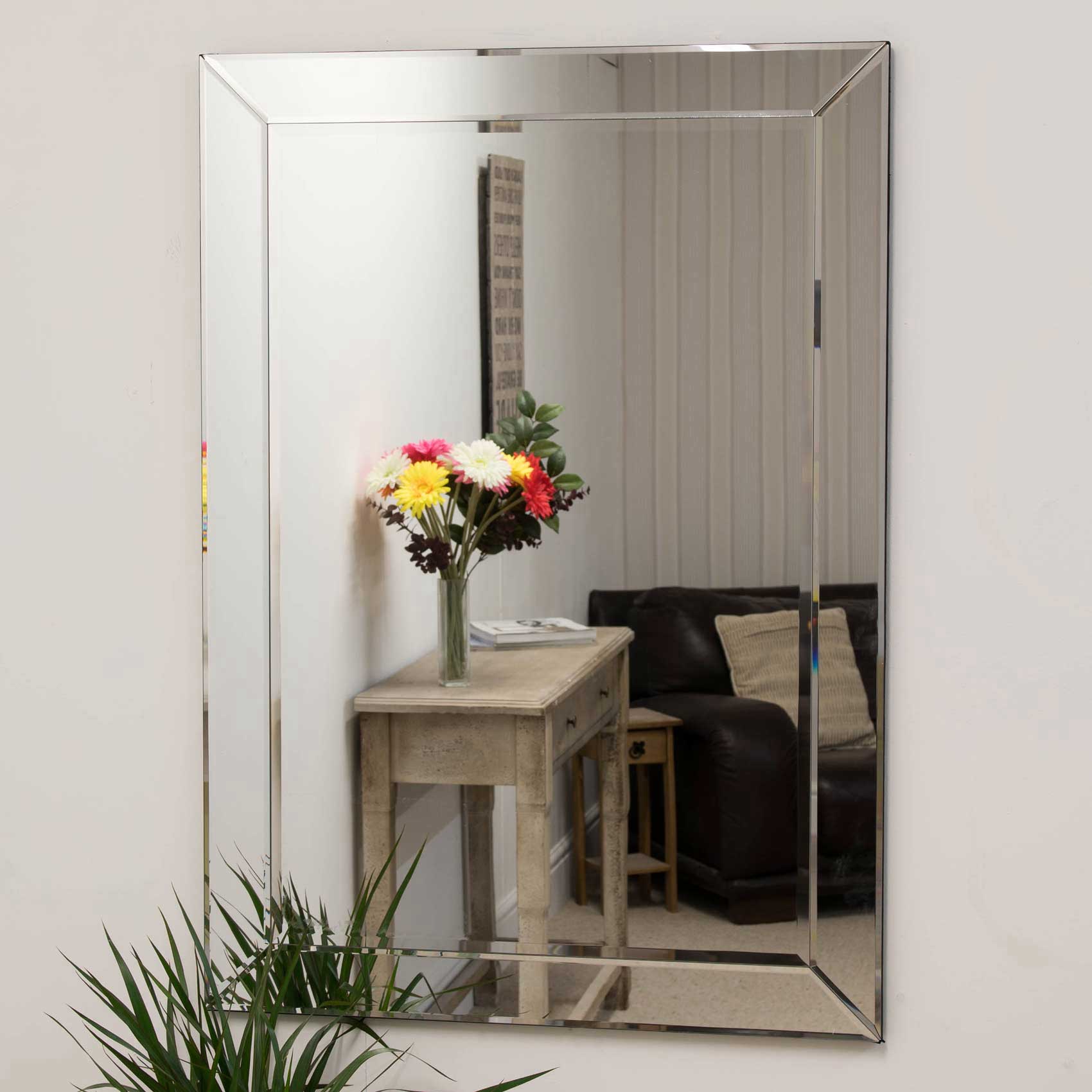 Horsley All Glass Modern Wall Mirror 110 x 77 CM (15010563031418)