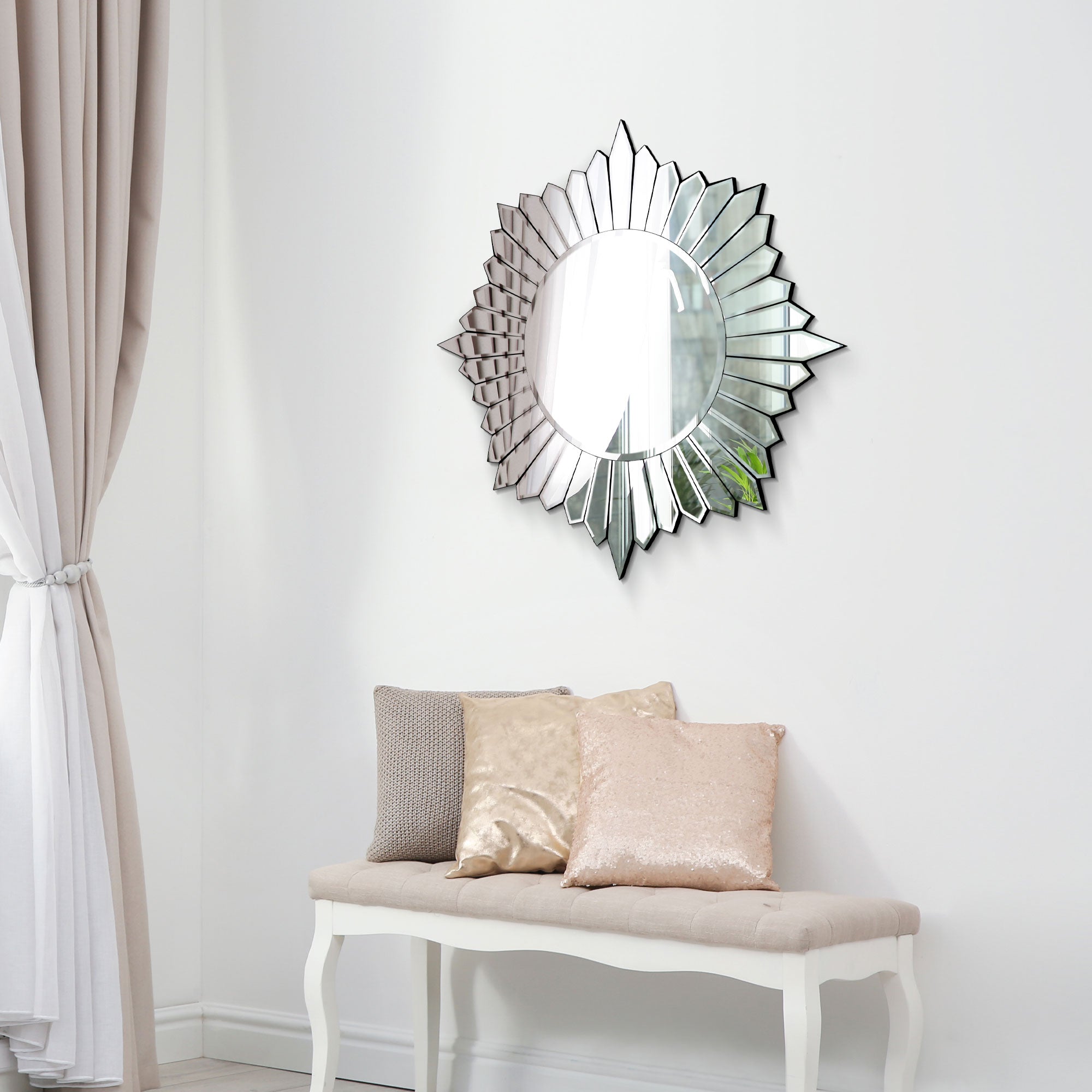 Sunburst All Glass Modern Design Round Mirror 80 x 80 CM (15010563162490)