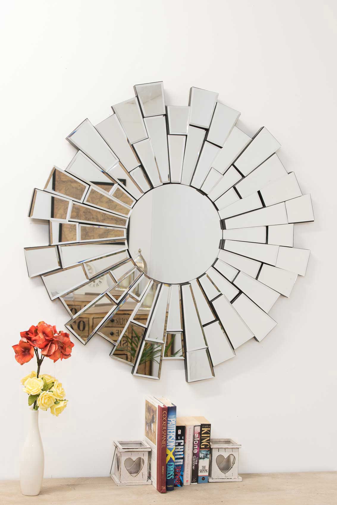 Sunburst All Glass Elegant Round Wall Mirror 90 x 90 CM (15010563195258)