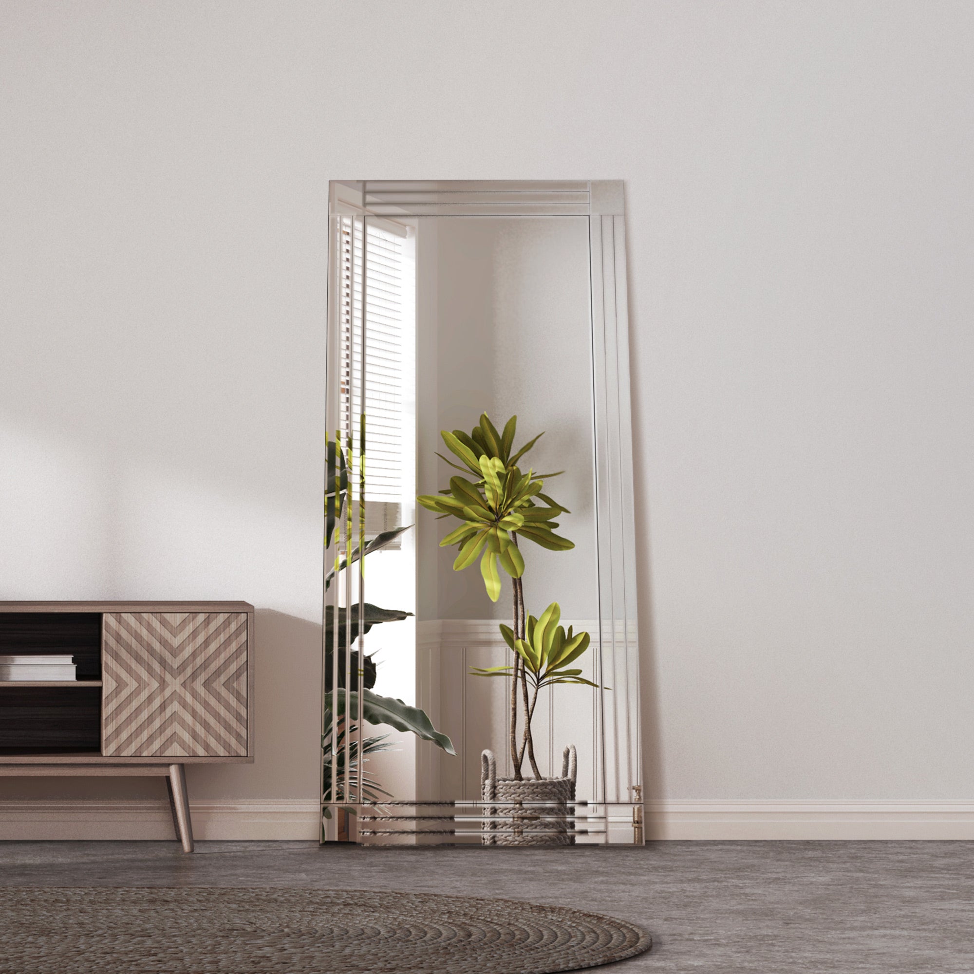 Milton All Glass Bevelled Square Corner Full Length Mirror 174 x 85 CM (15010563391866)