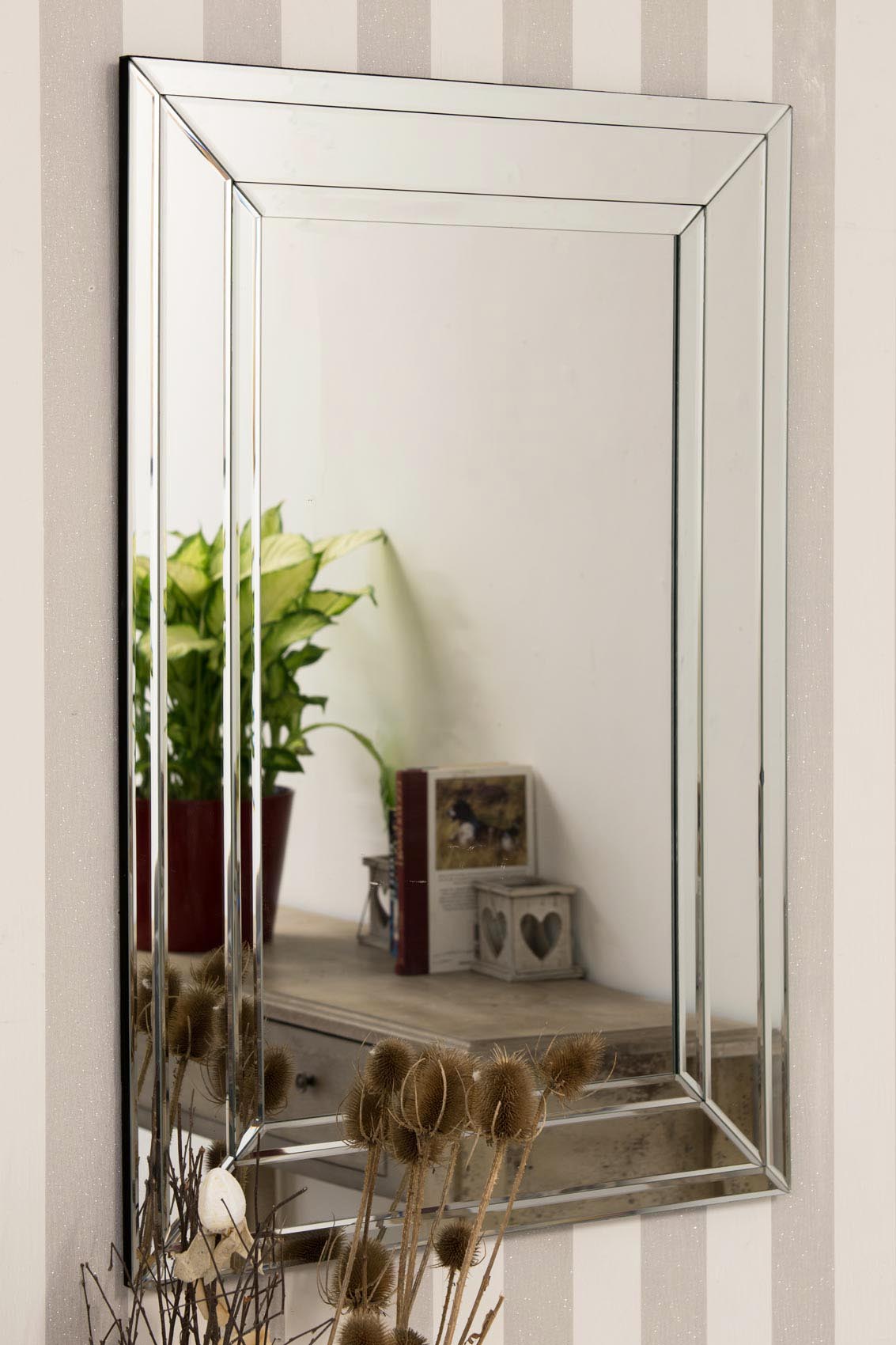 Langley All Glass Modern Bevelled Mirror 90 x 60 CM (15010563817850)