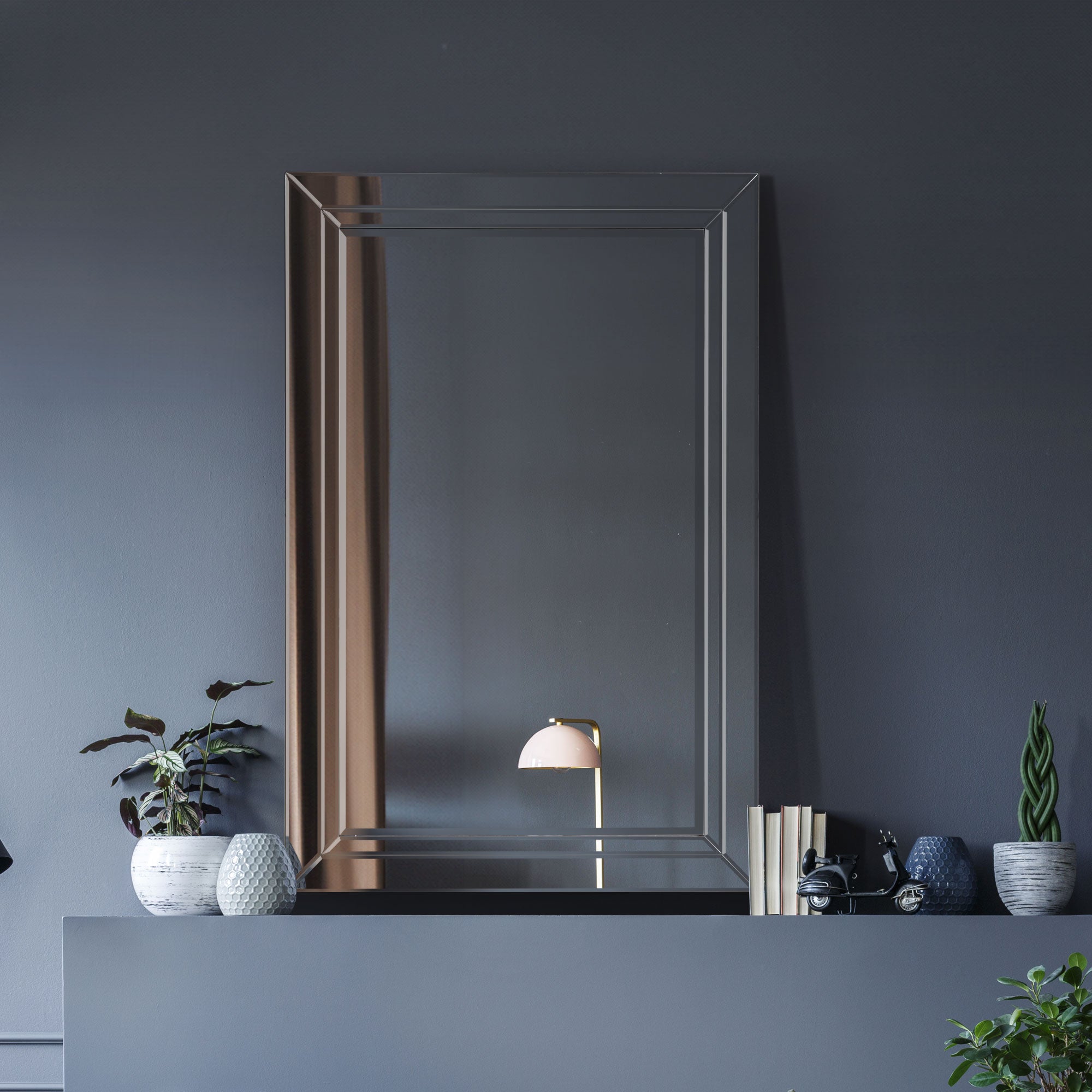 Langley All Glass Modern Bevelled Wall Mirror 100 x 70 CM (15010563916154)