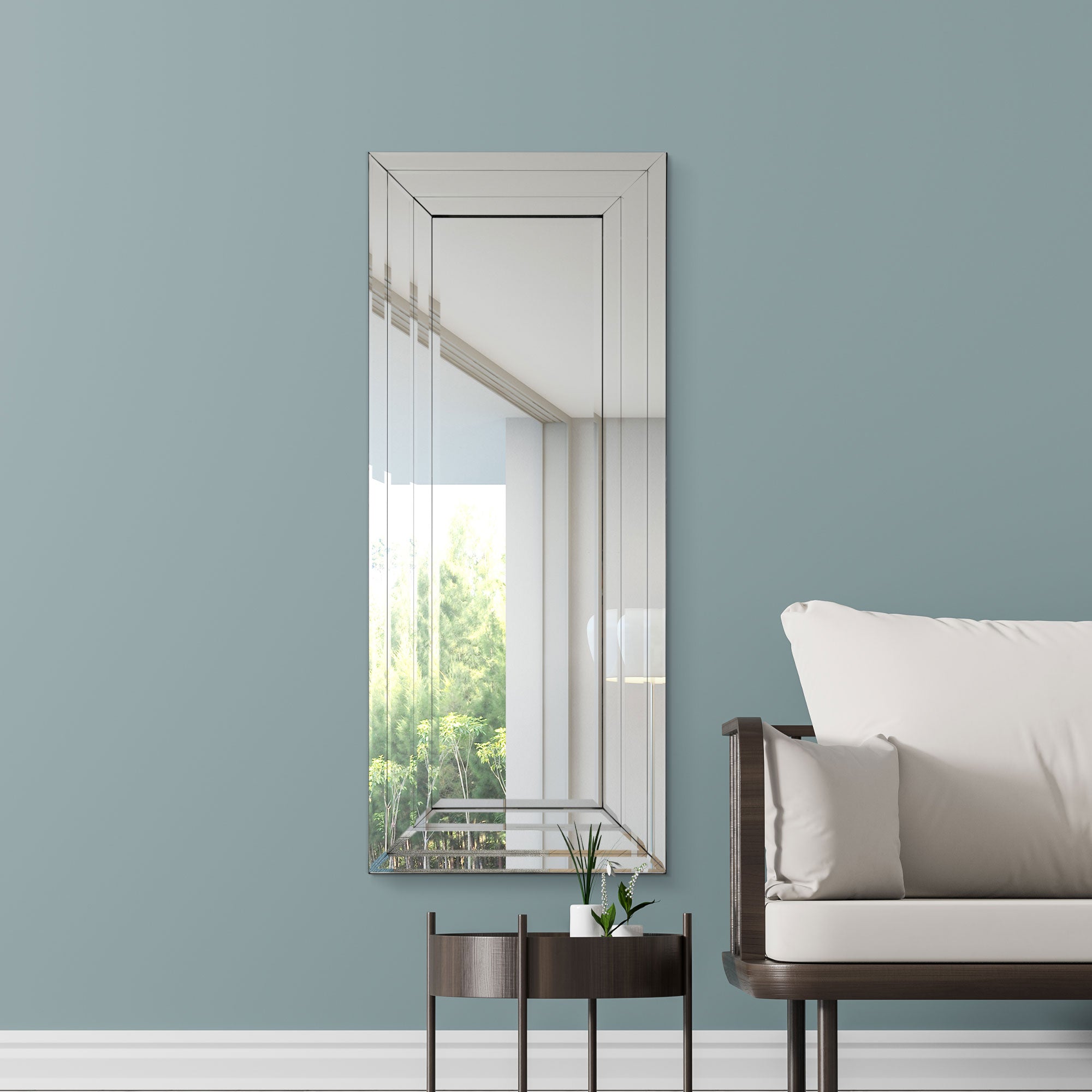 Langley All Glass Modern Bevelled Dress Mirror 120 x 50 CM (15010564014458)