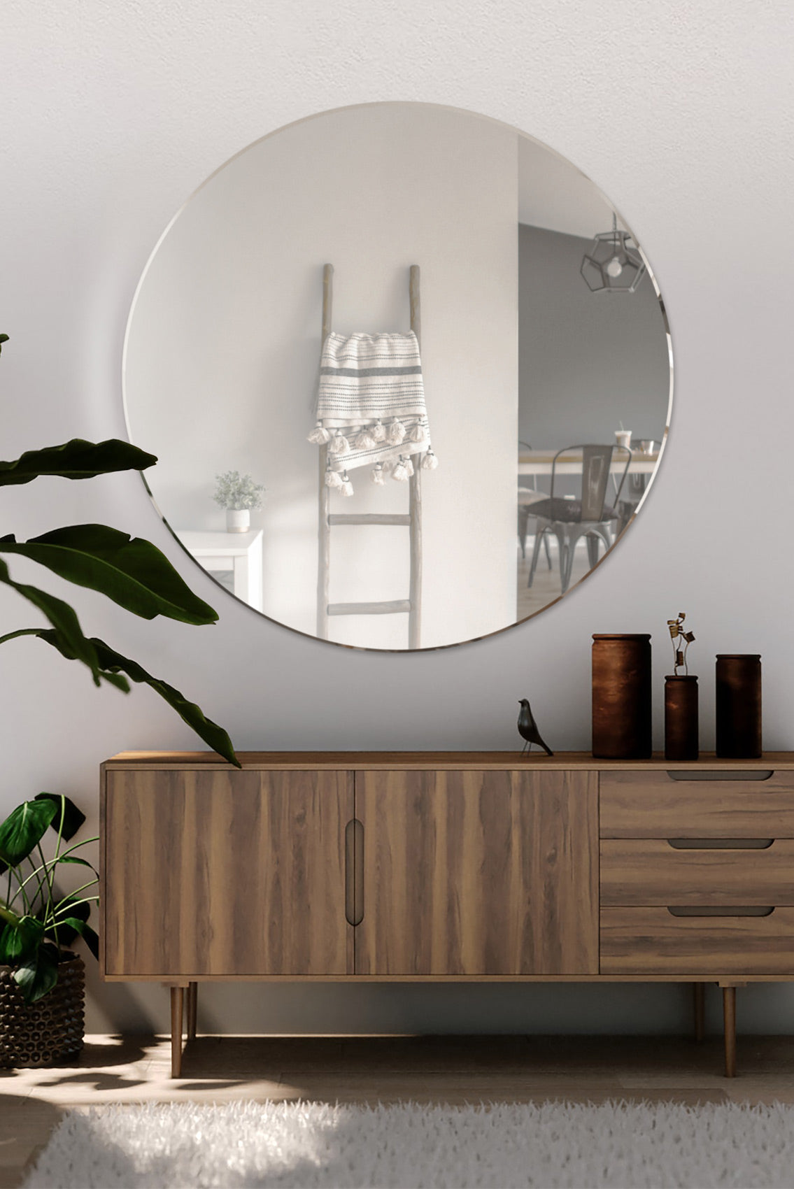All Glass Bevelled Classic Design Round Mirror 100 x 100CM (15010564407674)
