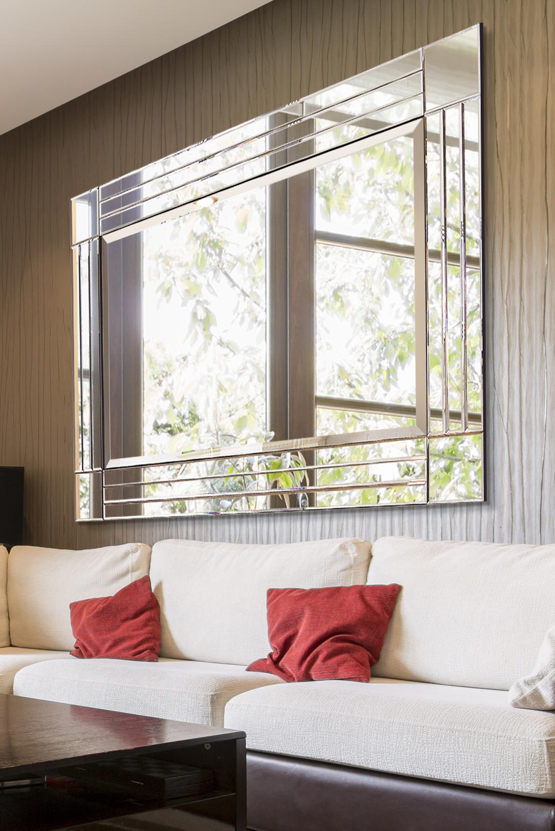 Milton All Glass Bevelled Square Corner Dress Mirror 144 x 115.5 CM (15010564538746)