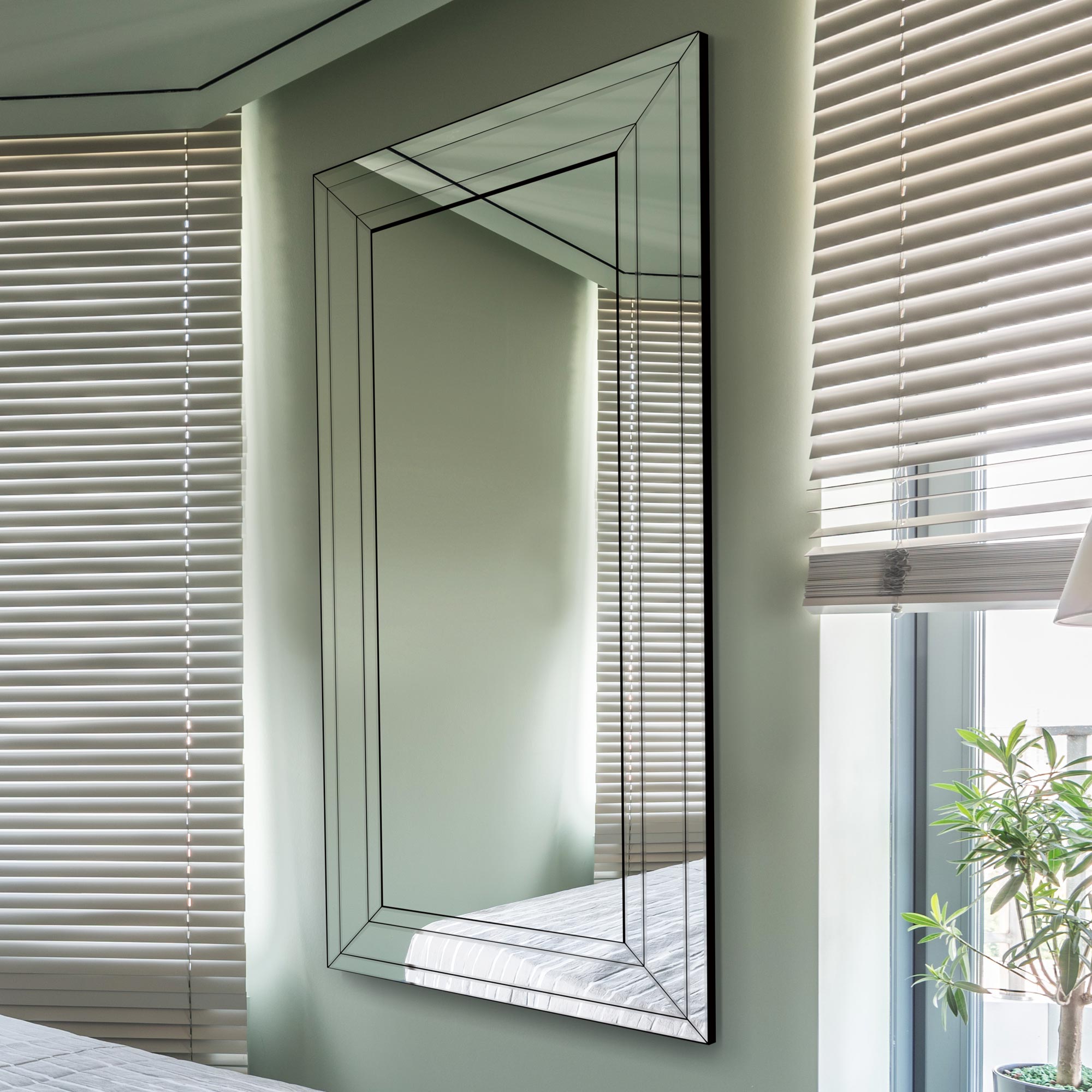 Langley All Glass Modern Bevelled Full Length Leaner Mirror 174 x 85 CM (15010565030266)