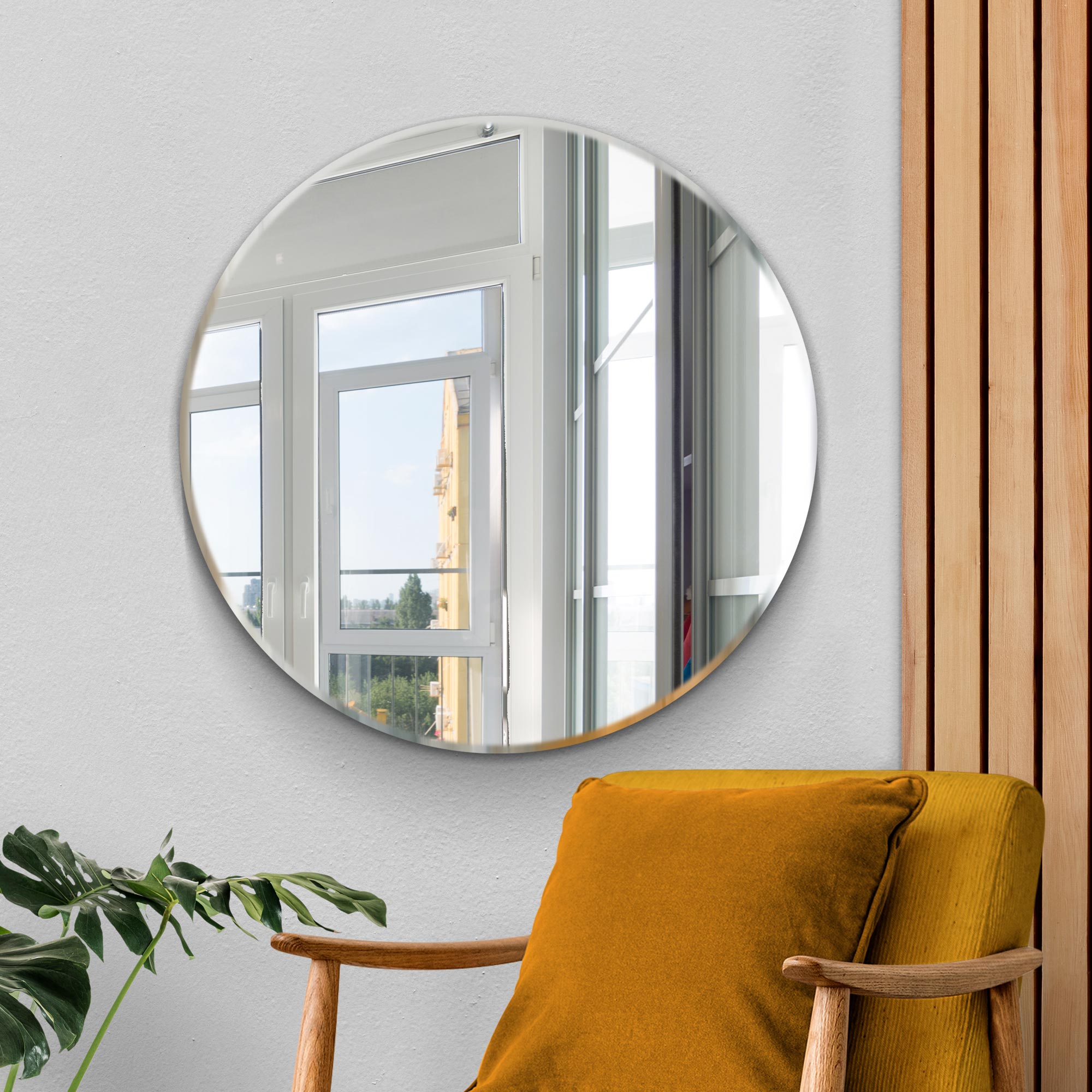 All Glass Bevelled Classic Design Round Mirror 90 x 90CM (15010565685626)