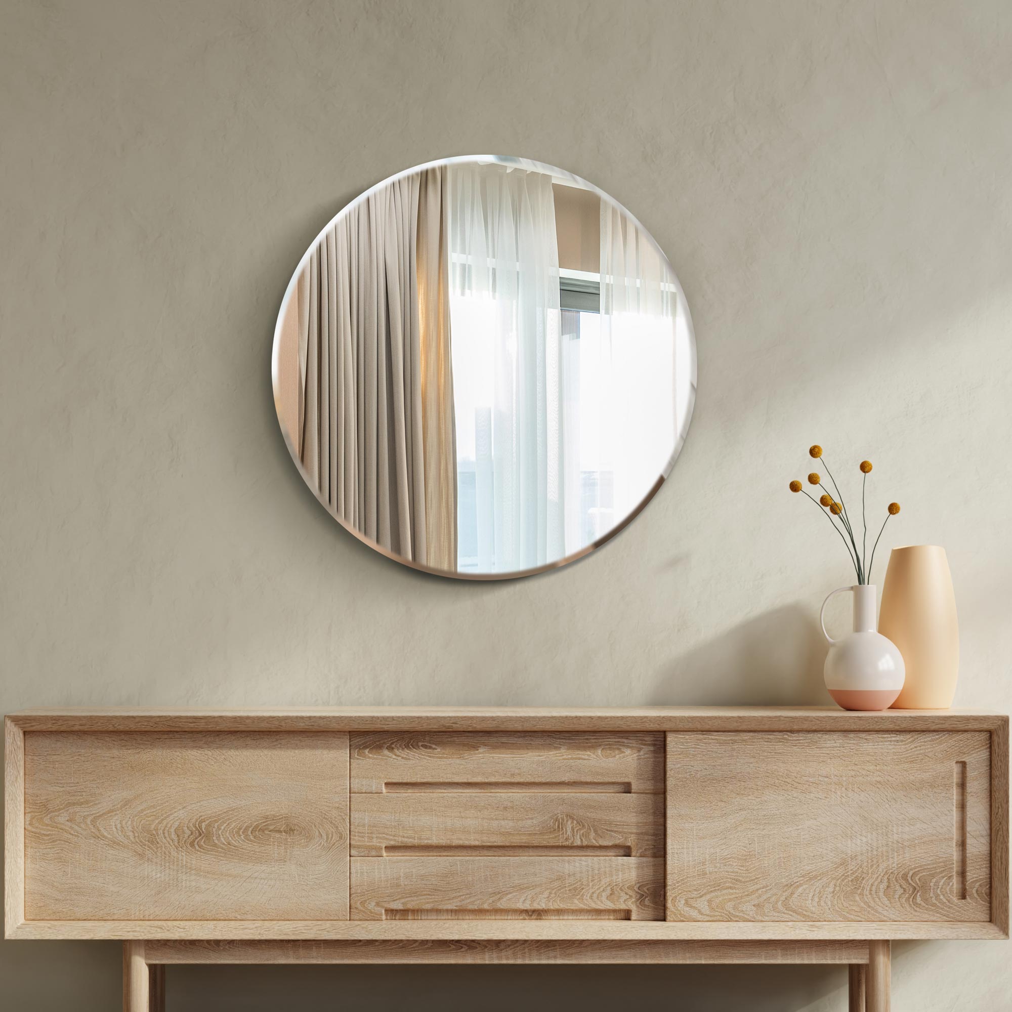 All Glass Bevelled Classic Design Round Mirror 70 x 70CM (15010565783930)