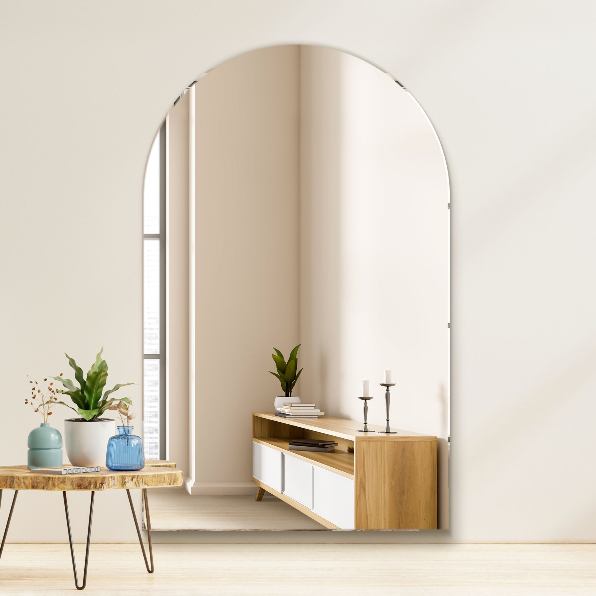 The Arcus - Frameless Arched Leaner / Wall Mirror 74" X 47" (190CM X 120CM) (15010565816698)