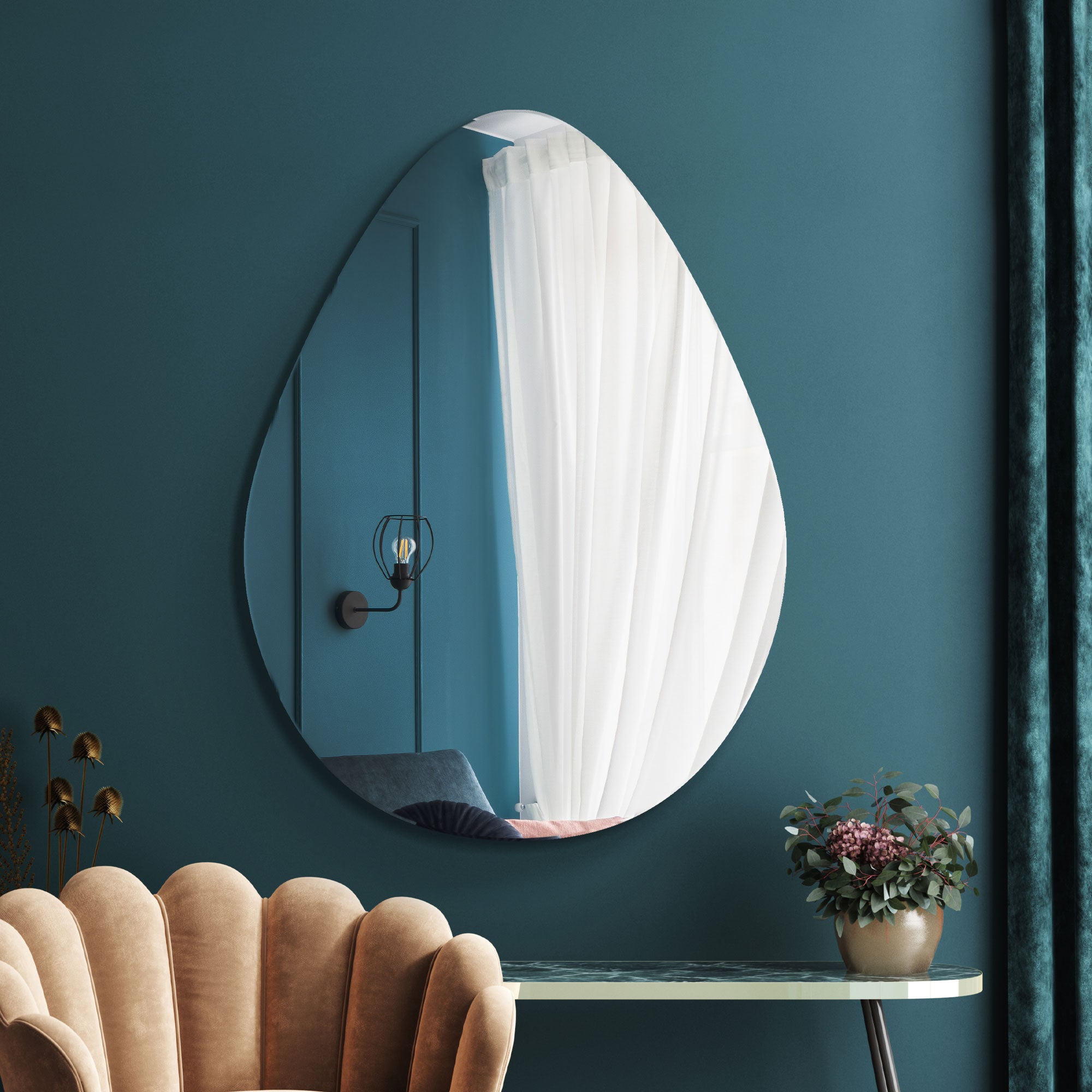 The Lapillus - Frameless Pebble Wall Mirror 47" X 32" (120CM X 80CM) (15010566242682)