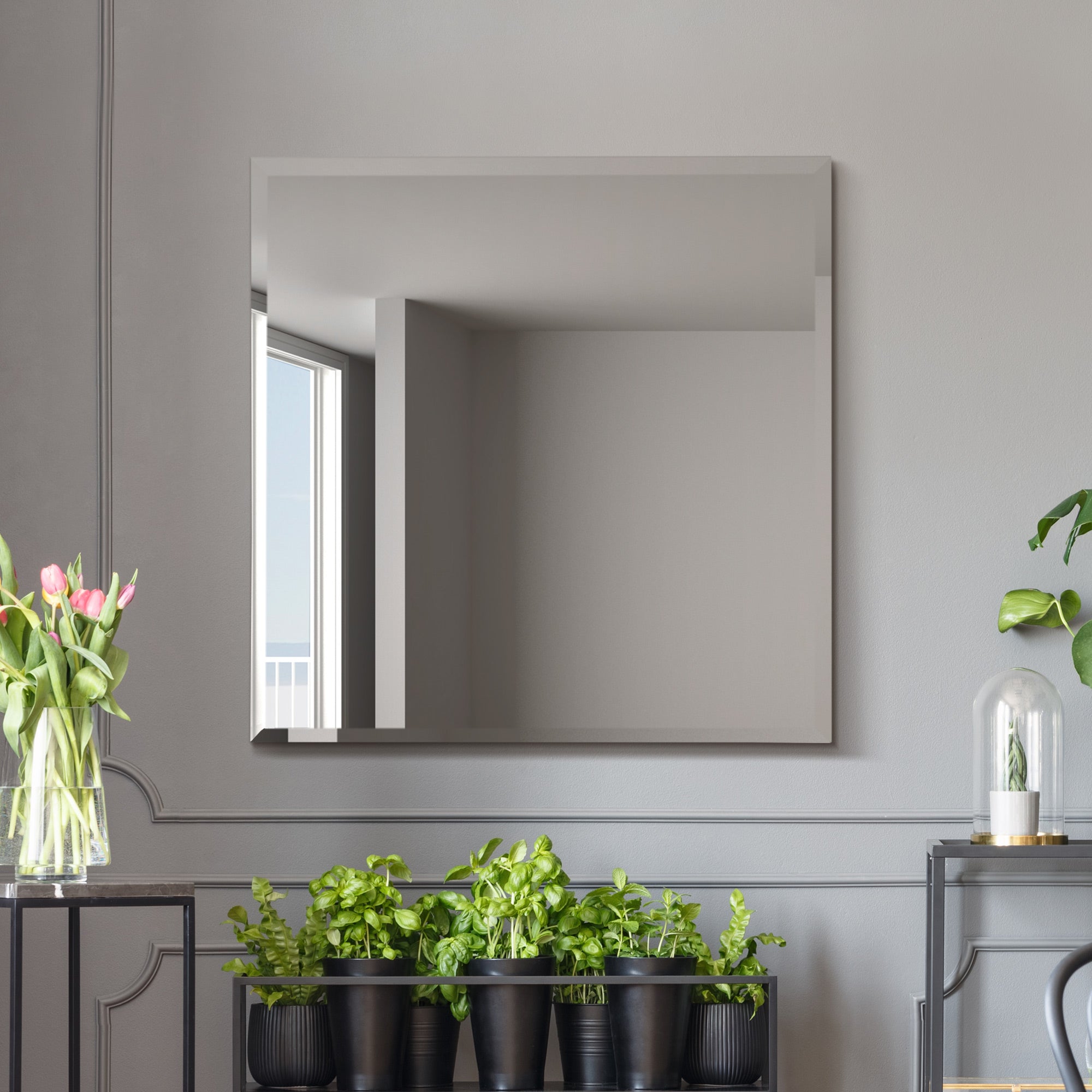 The Moderni - All Glass Modern Bevelled Square Wall Mirror 31" X 31" (80x80CM) (15010566472058)