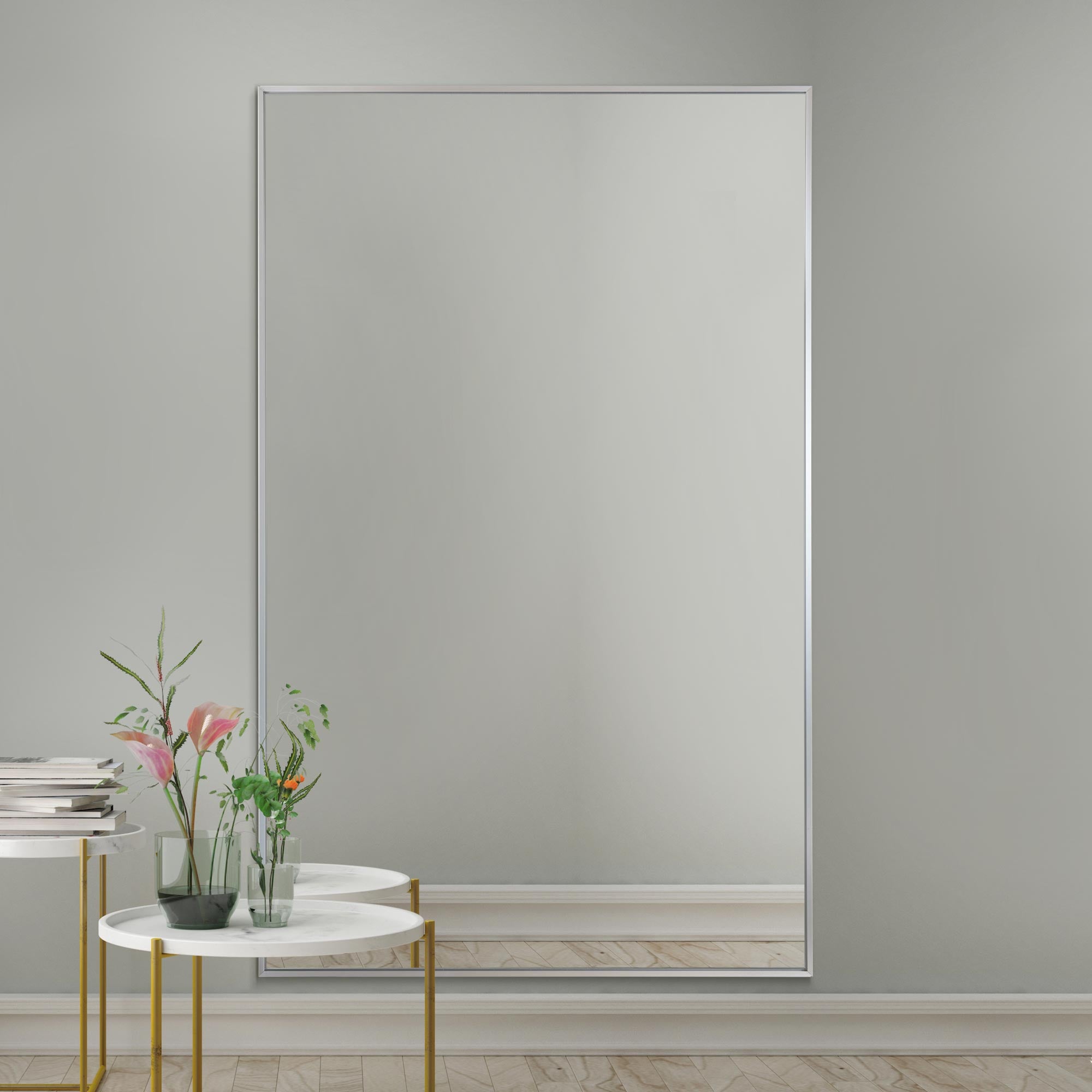 The Artus - Silver Aluminium Edged Wall Leaner Mirror 68" X 43" (174CM X 110CM) (15010567127418)