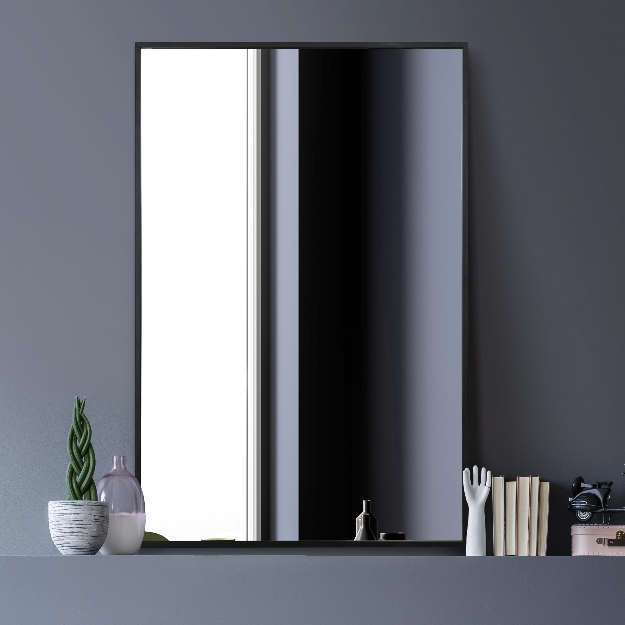 The Artus - Black Aluminium Edged Wall Mirror 35" X 24" (90CM X 60CM) (15010567192954)