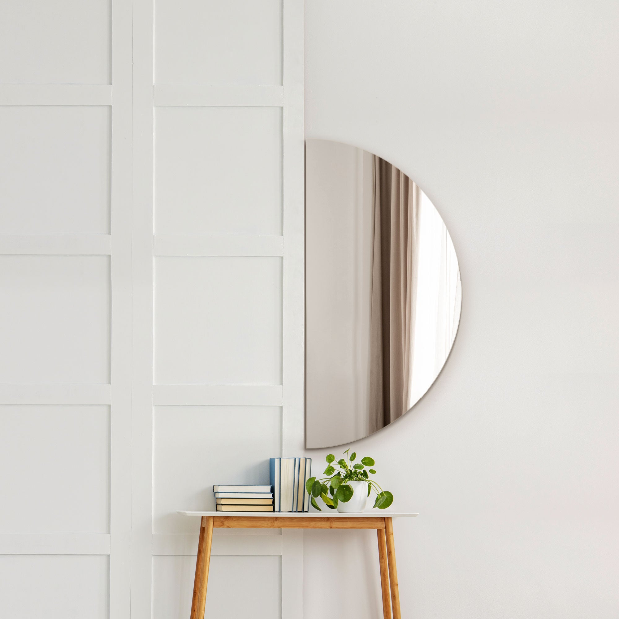 The Lunae - Frameless Semi Circle Moon Wall Mirror 47" X 24" (120 x 60CM) (15010568995194)