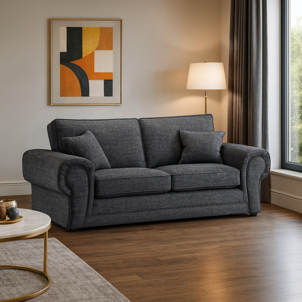 York Sofa Grey 3 Seater