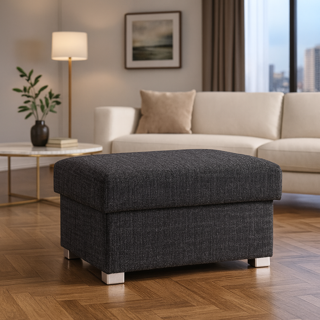 York Sofa Grey Footstool (7026904170560)