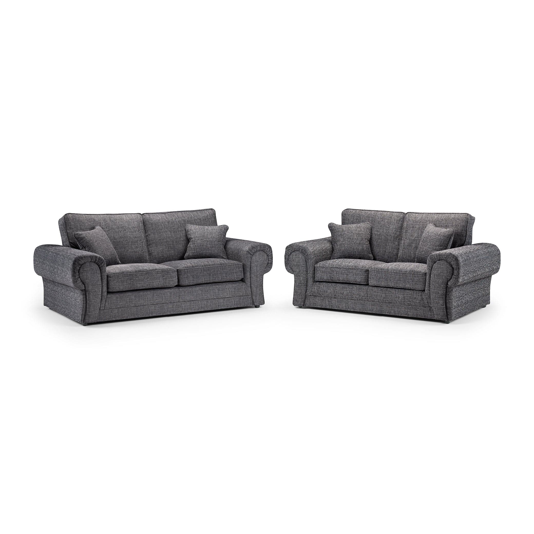 York Sofa Grey Three+Two Set - Front view (7026903646272)